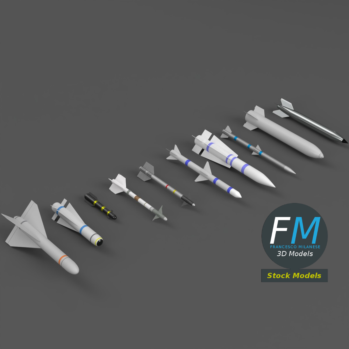 3D-Modell - Sammlung von Raketen und Bomben - 01