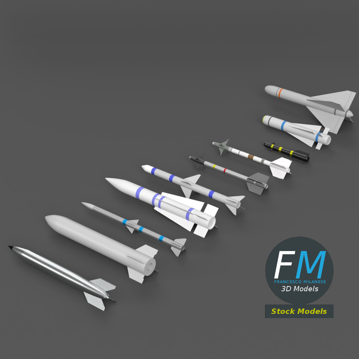 3D-Modell - Sammlung von Raketen und Bomben - 02
