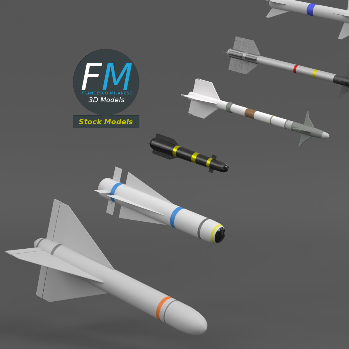 3D-Modell - Sammlung von Raketen und Bomben - 04