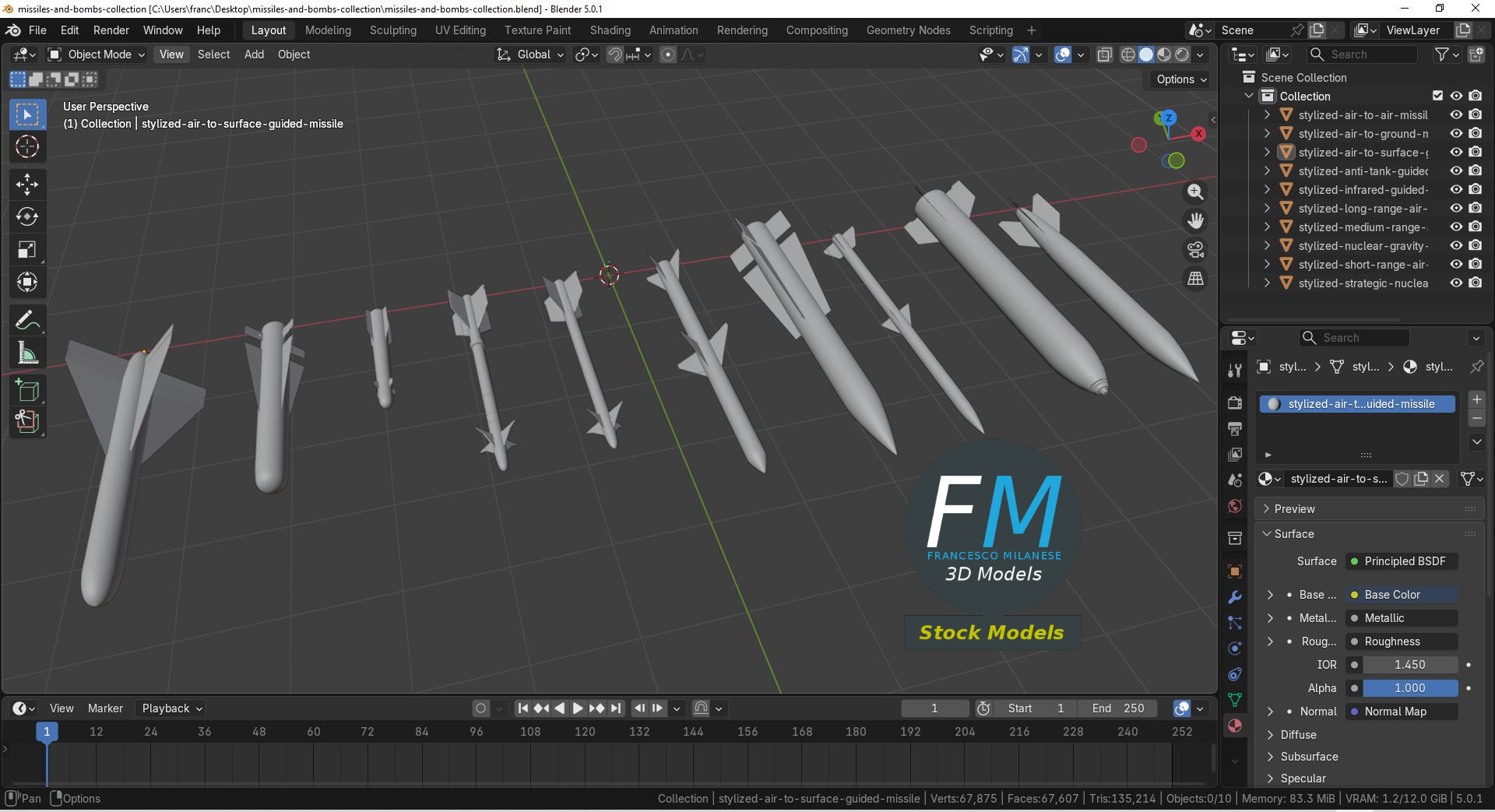 3D-Modell - Sammlung von Raketen und Bomben - 09