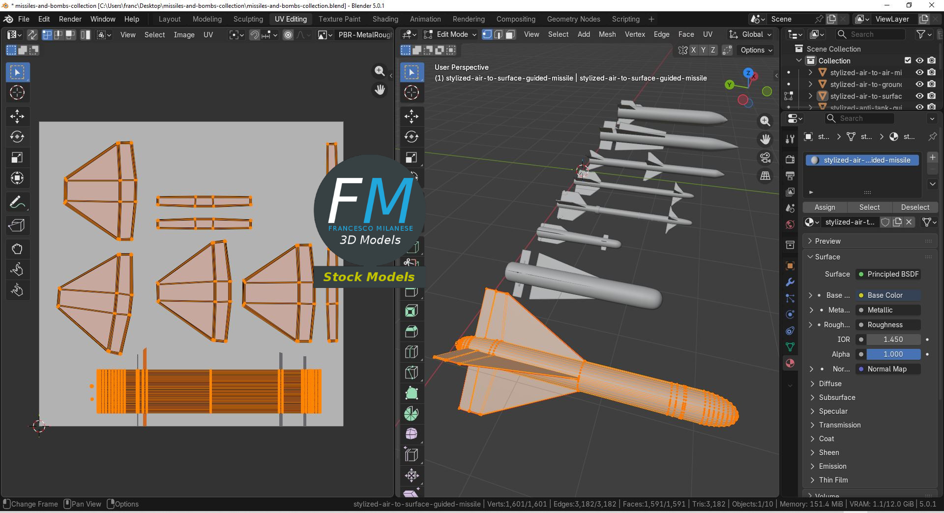 3D-Modell - Sammlung von Raketen und Bomben - 10
