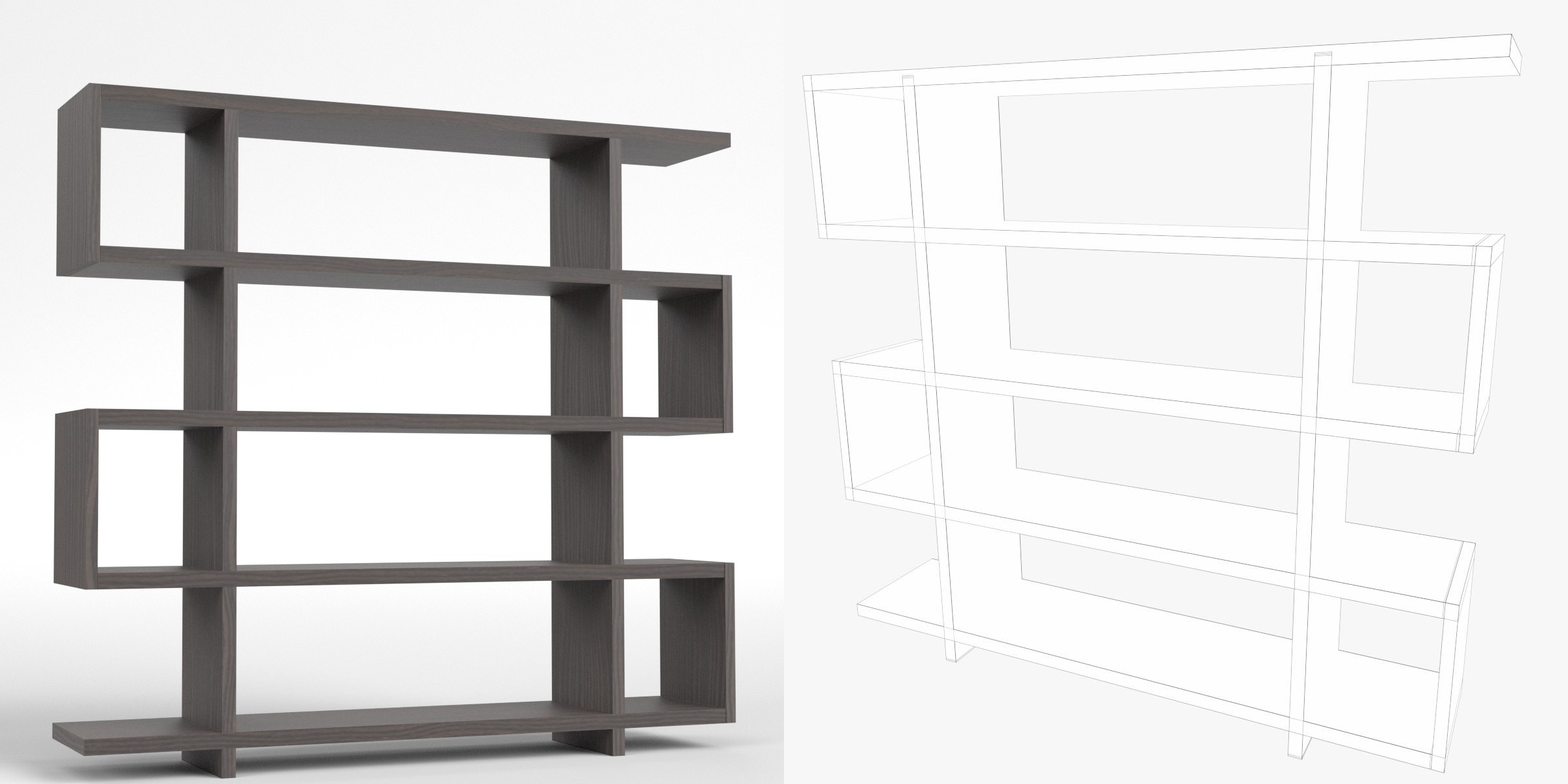 3D-Modell - Modernes Bücherregal