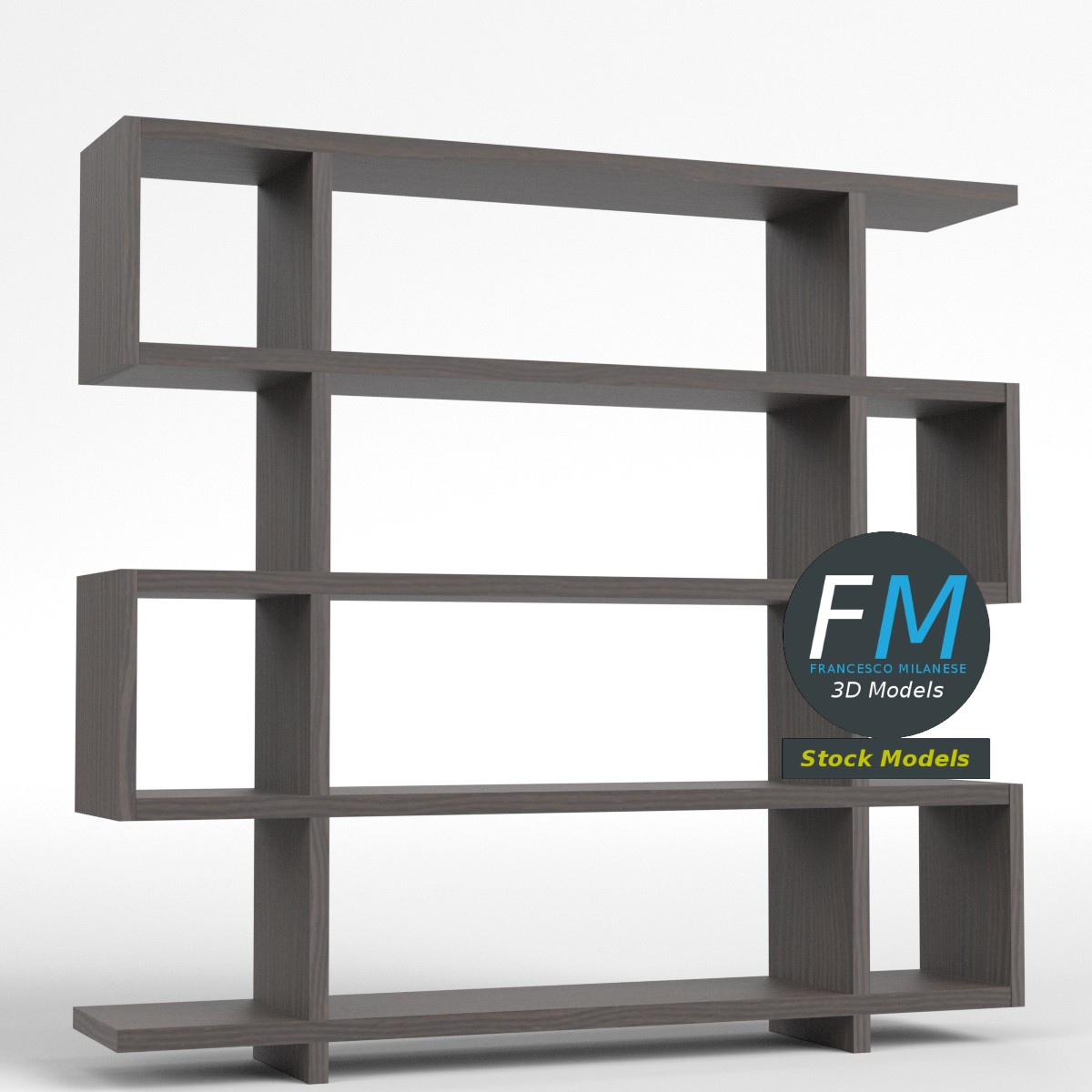 3D-Modell - Modernes Bücherregal - 01