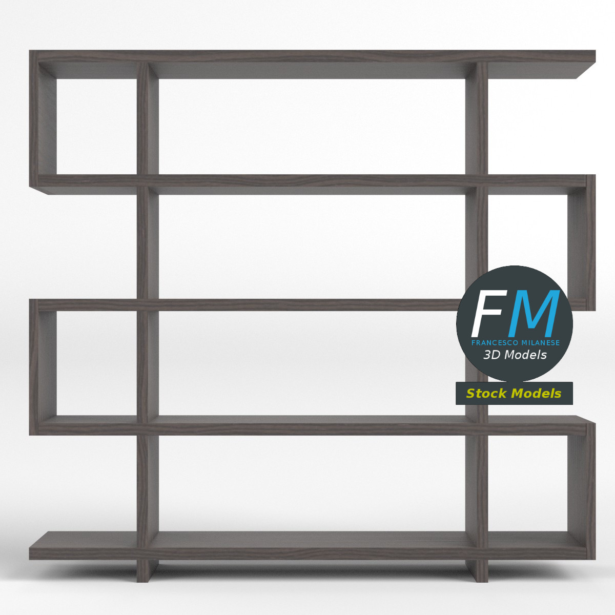 3D-Modell - Modernes Bücherregal - 03