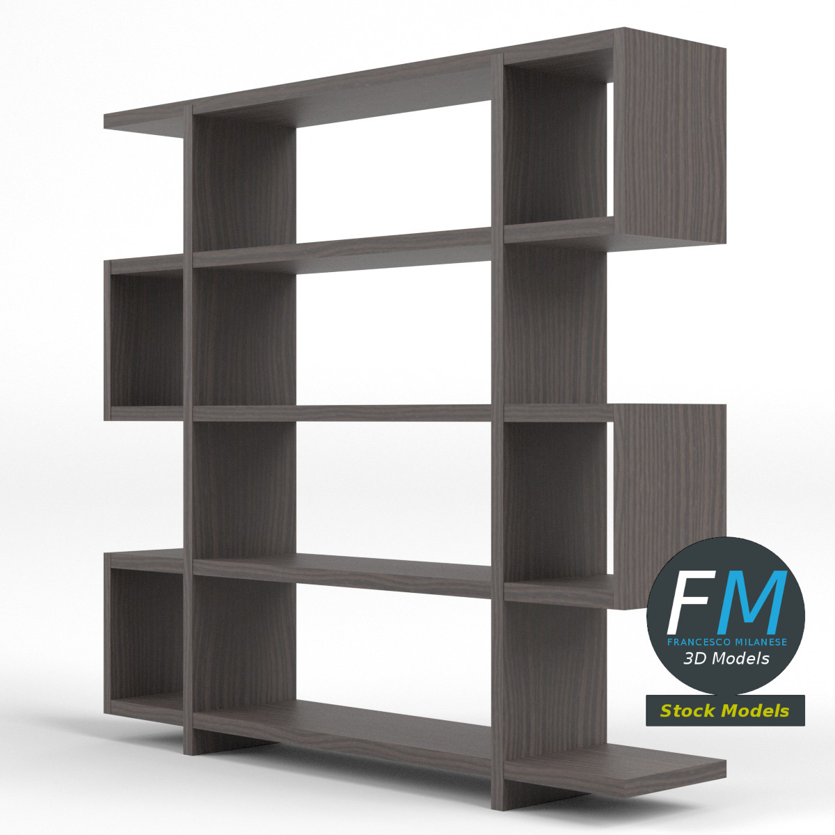 3D-Modell - Modernes Bücherregal - 04