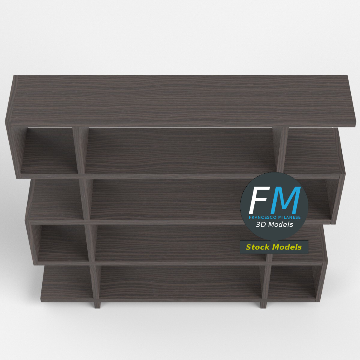 3D-Modell - Modernes Bücherregal - 06