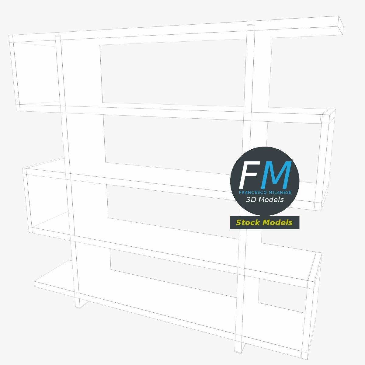 3D-Modell - Modernes Bücherregal - 07