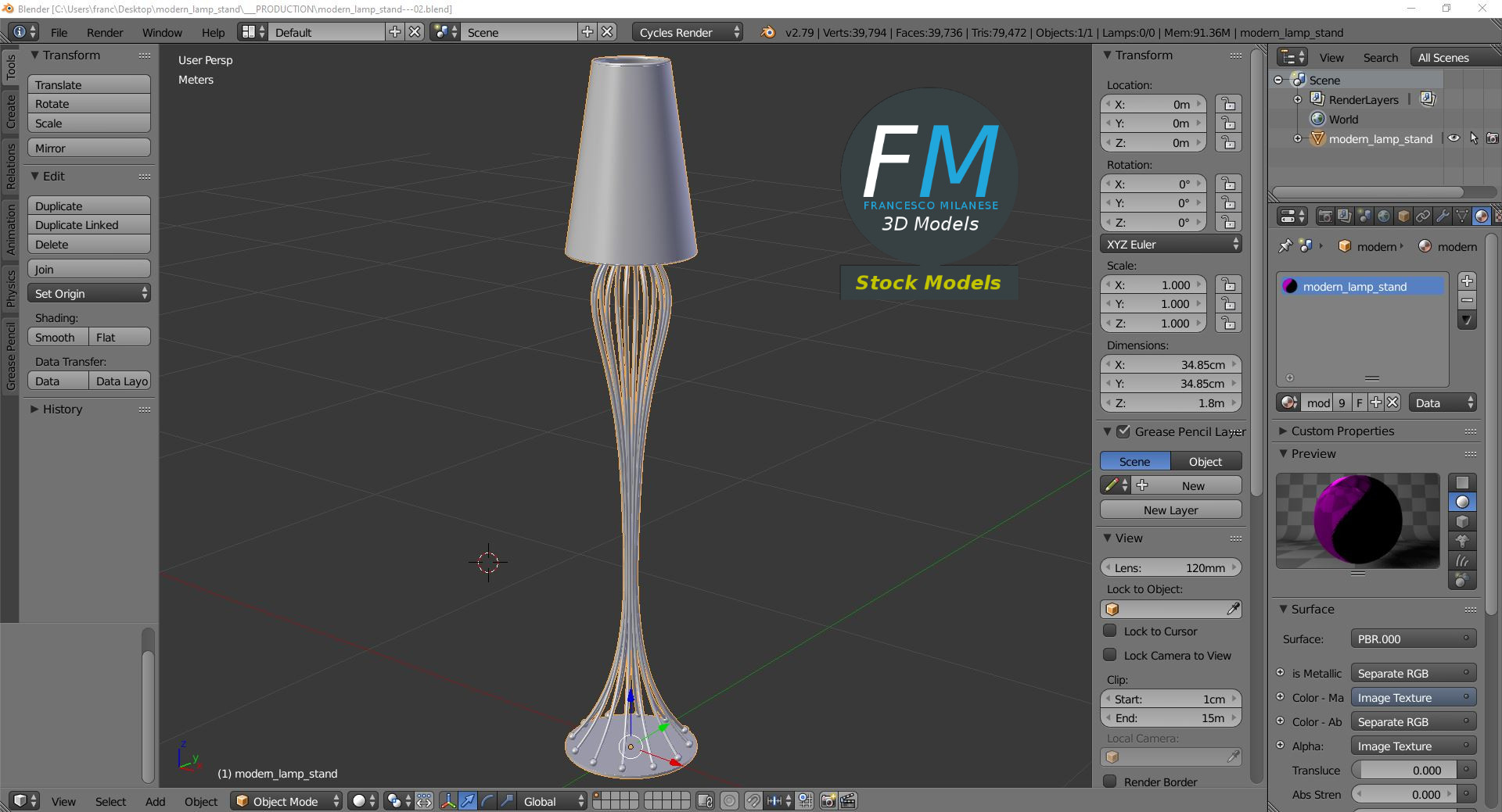 3D-Modell - Moderne Stehlampe - 09