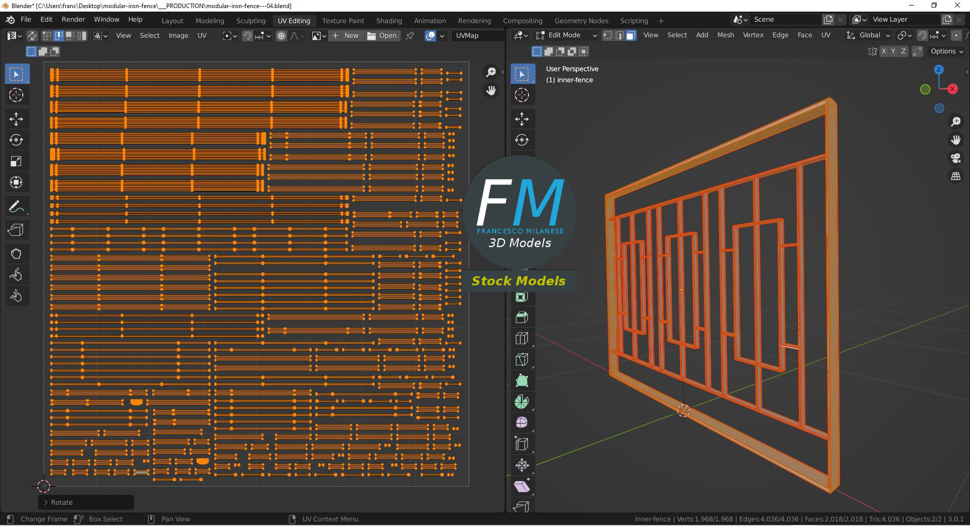 3D-Modell - Modularer Eisenzaun - 10