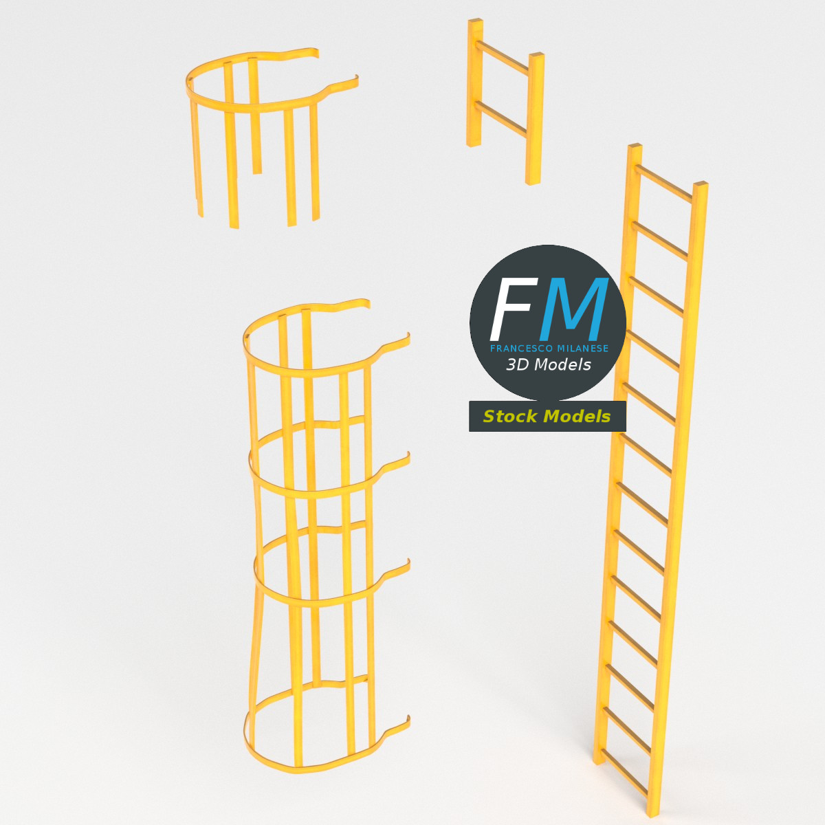 3D-Modell - Modulare Leiter mit Schutzkorb - 02