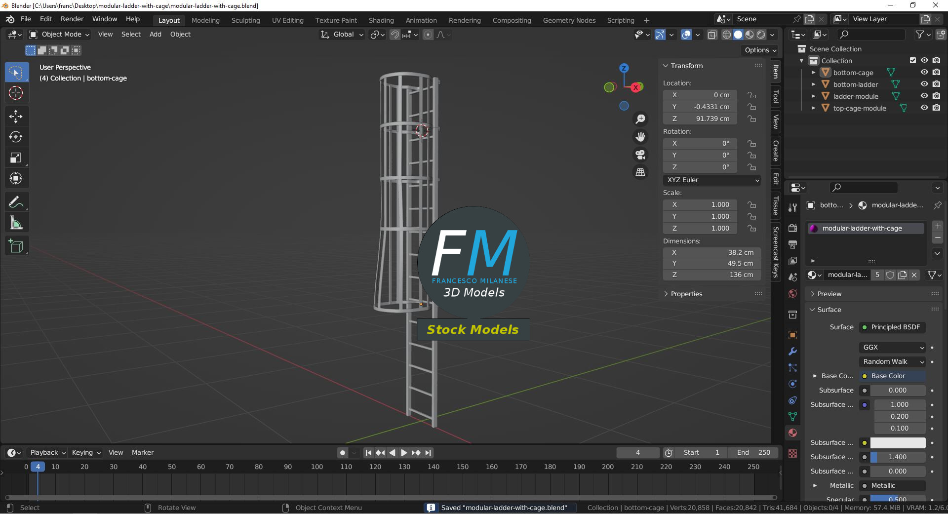 3D-Modell - Modulare Leiter mit Schutzkorb - 09