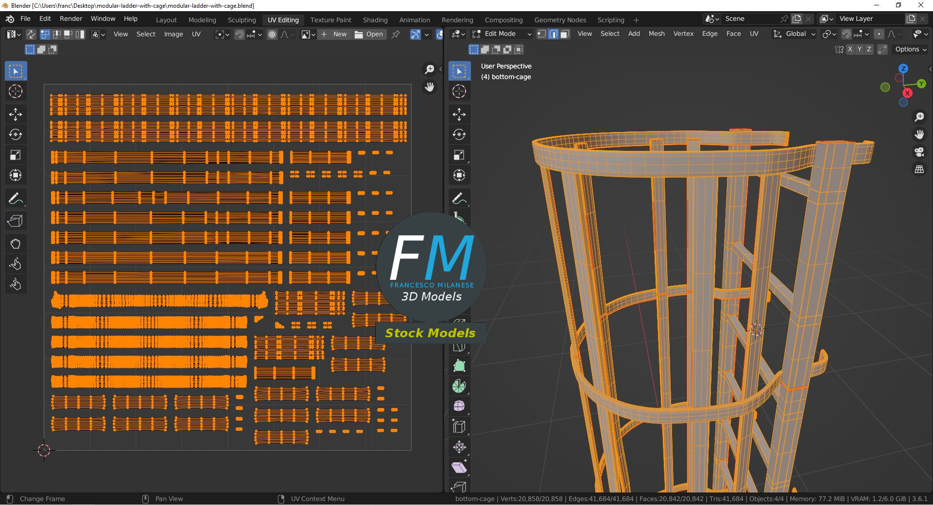 3D-Modell - Modulare Leiter mit Schutzkorb - 10