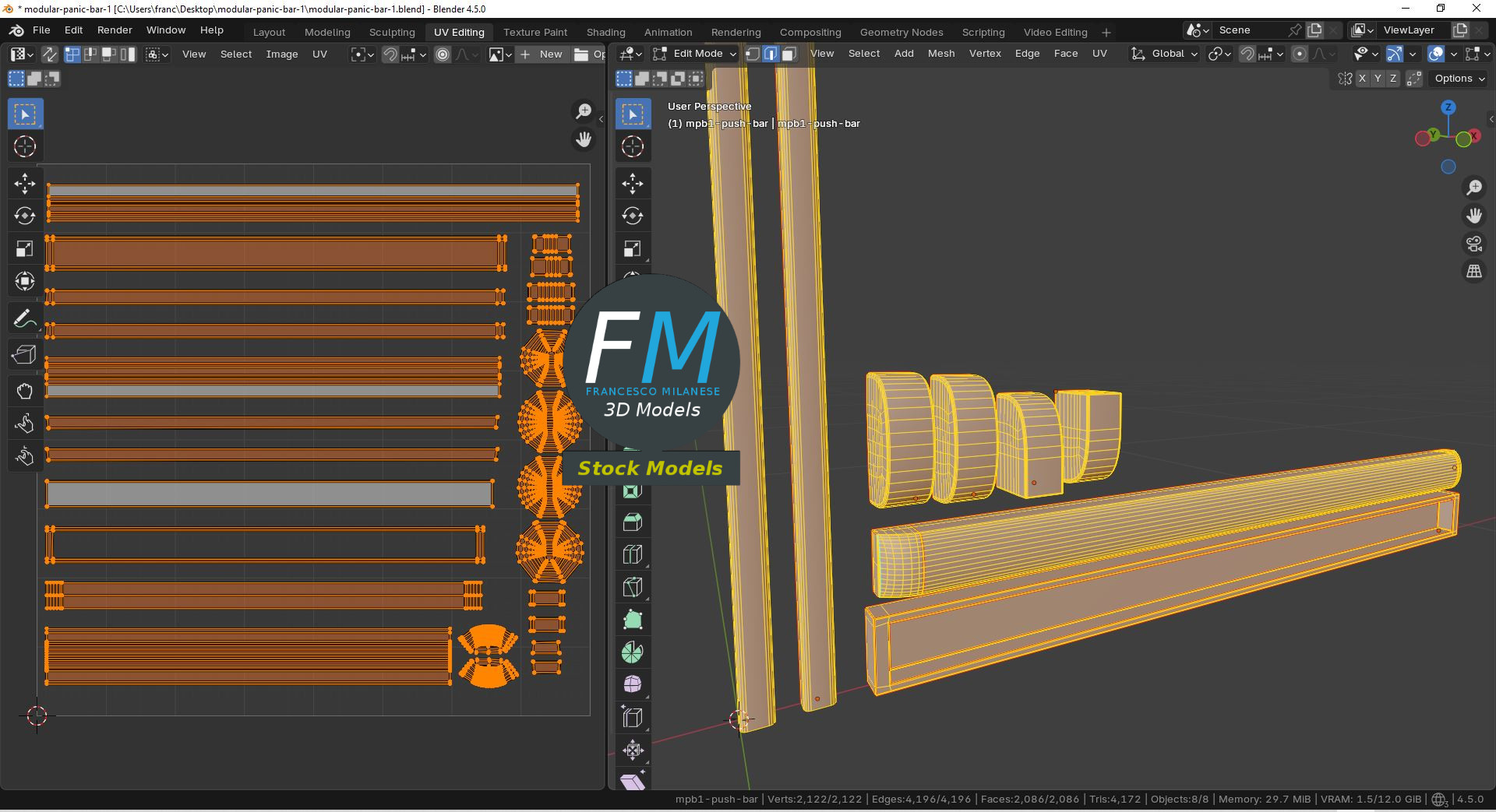 3D-Modell - Modulare Panikstange - 10