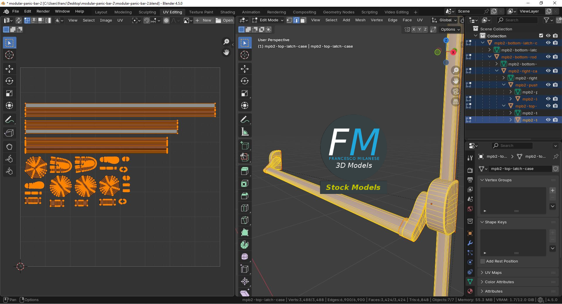 3D-Modell - Modulare Panikstange - 10
