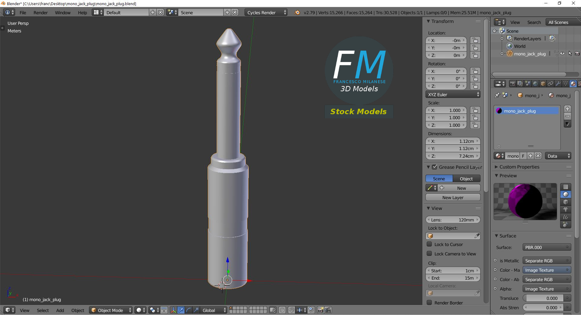3D-Modell - Mono-Klinkenstecker - 09