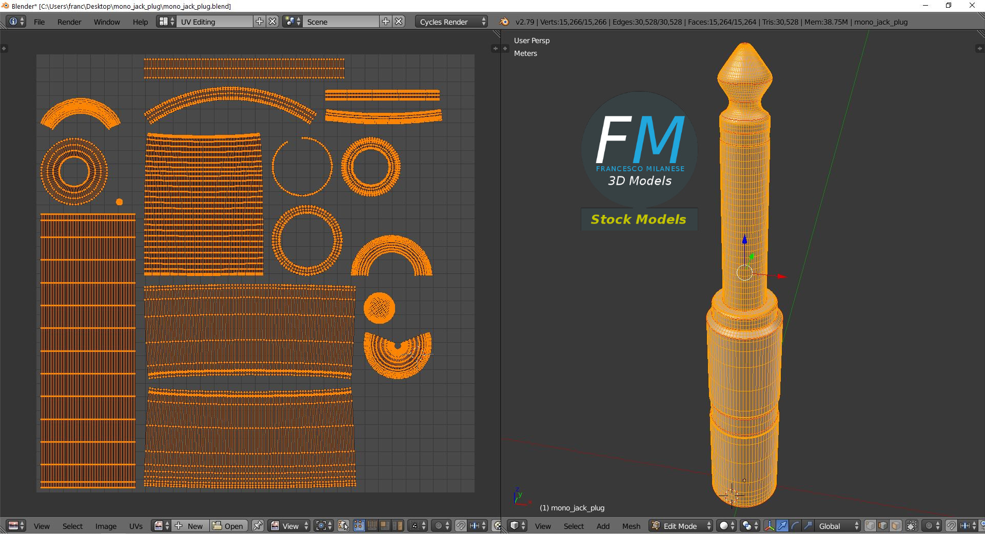 3D-Modell - Mono-Klinkenstecker - 10