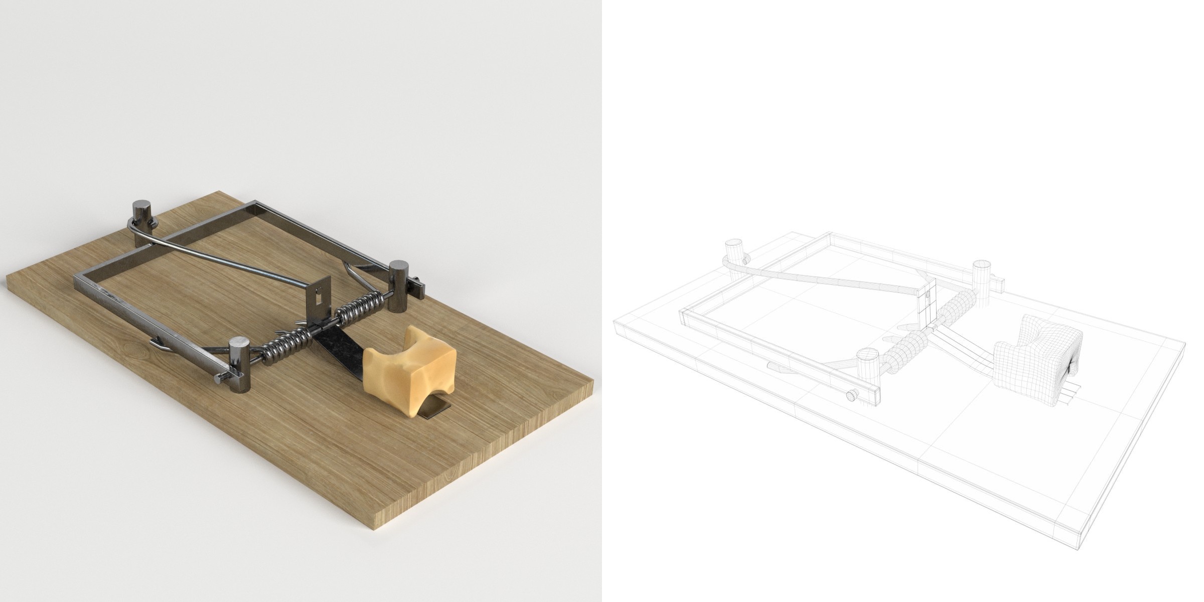3D-Modell - Mausefalle mit Käse