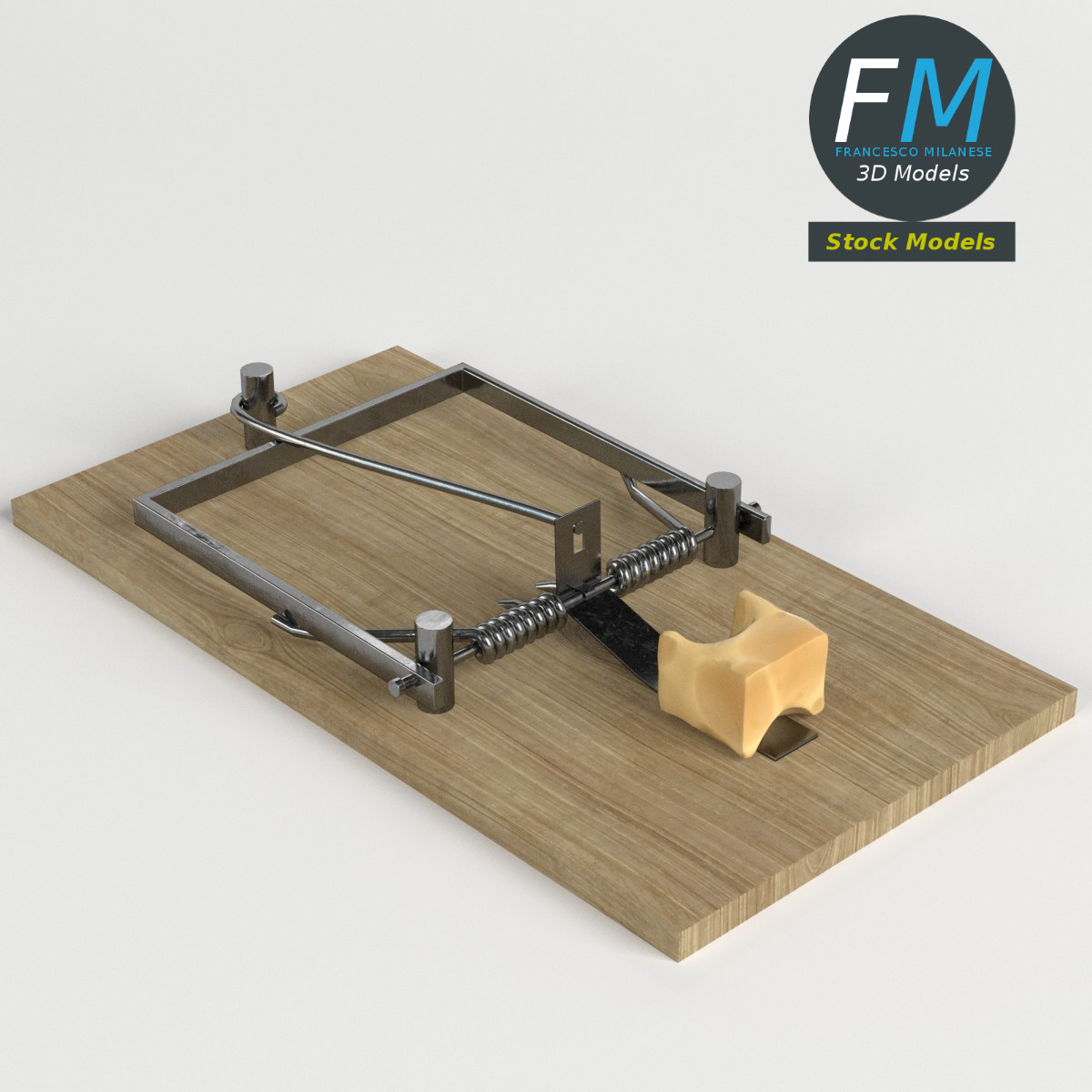 3D-Modell - Mausefalle mit Käse - 01