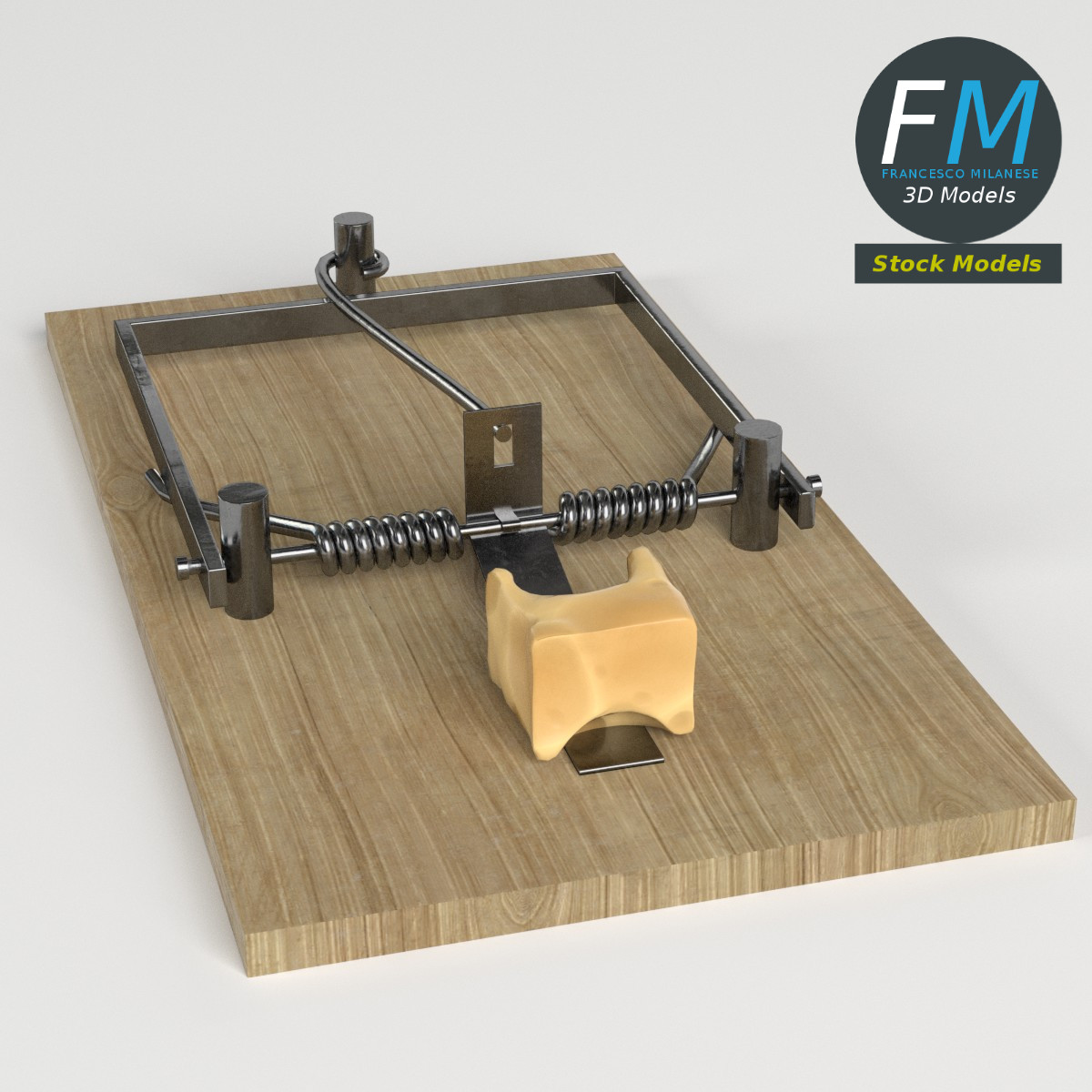 3D-Modell - Mausefalle mit Käse - 02