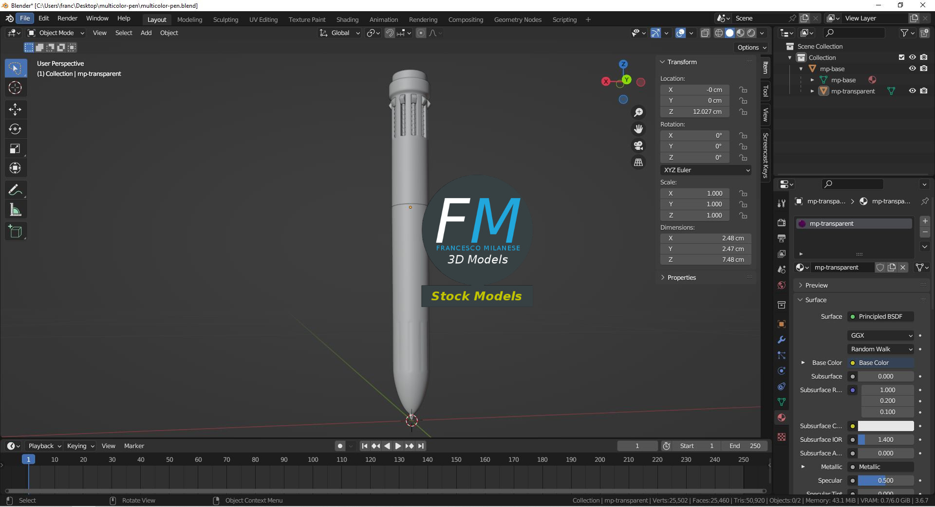 3D-Modell - Mehrfarbiger Kugelschreiber - 09
