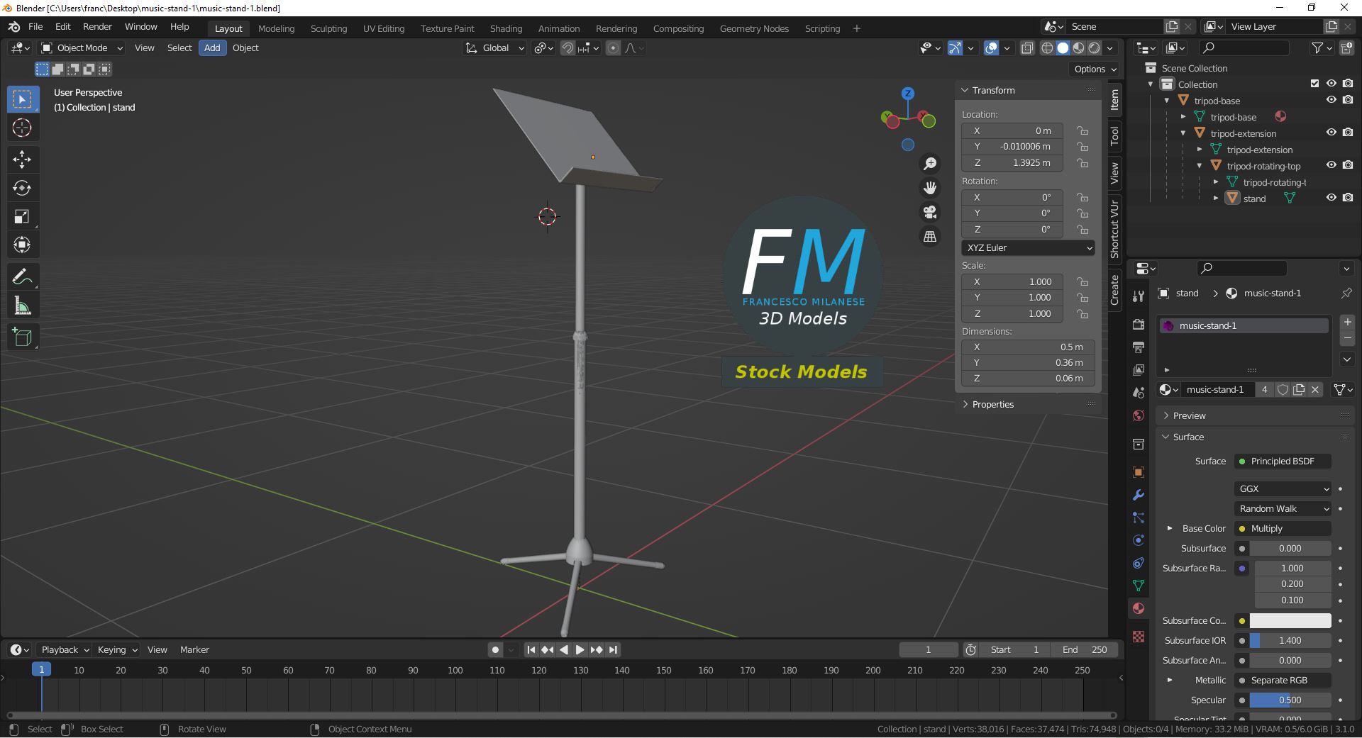 3D-Modell - Notenständer - 09