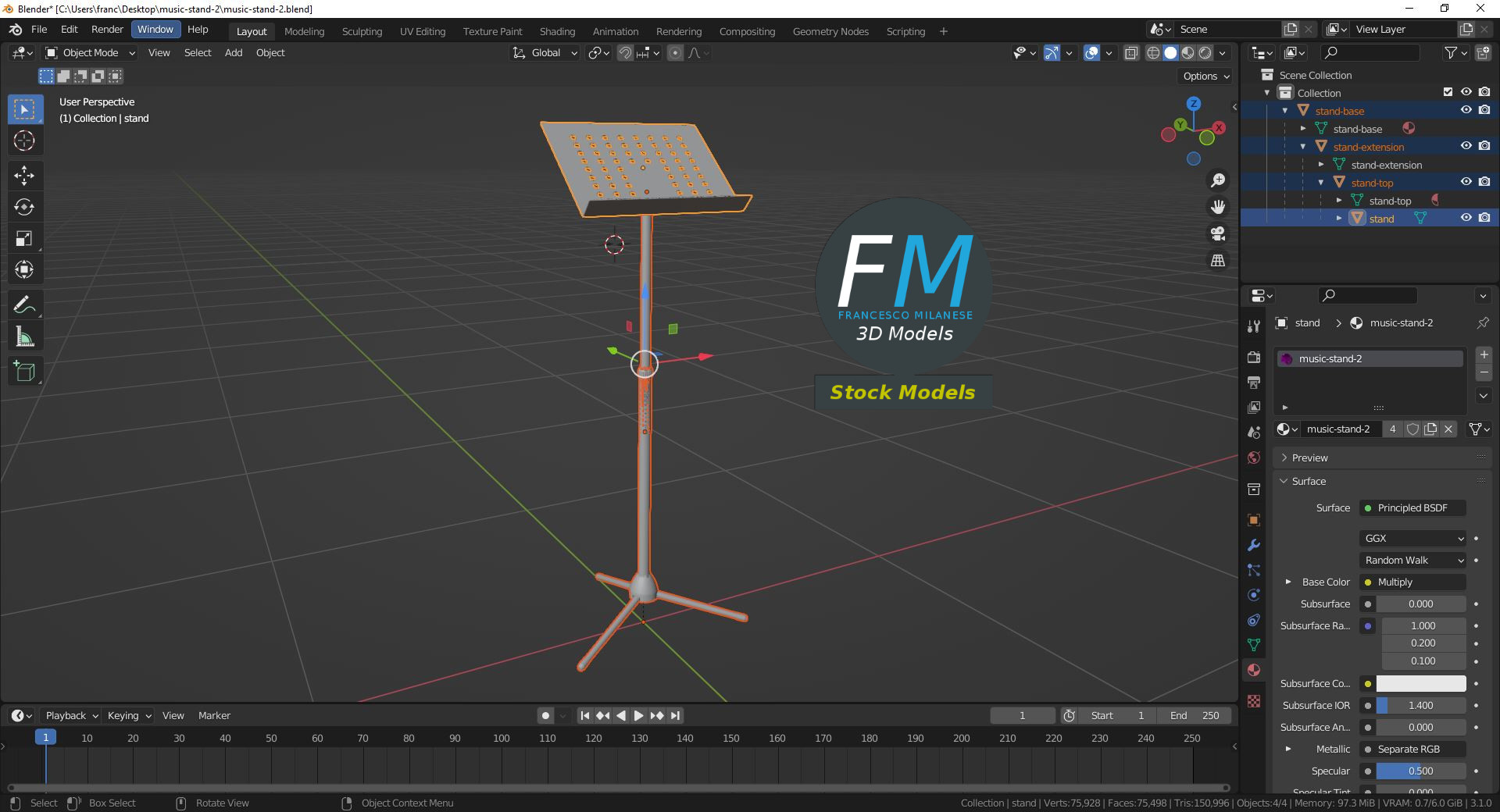 3D-Modell - Perforierter Notenständer - 09
