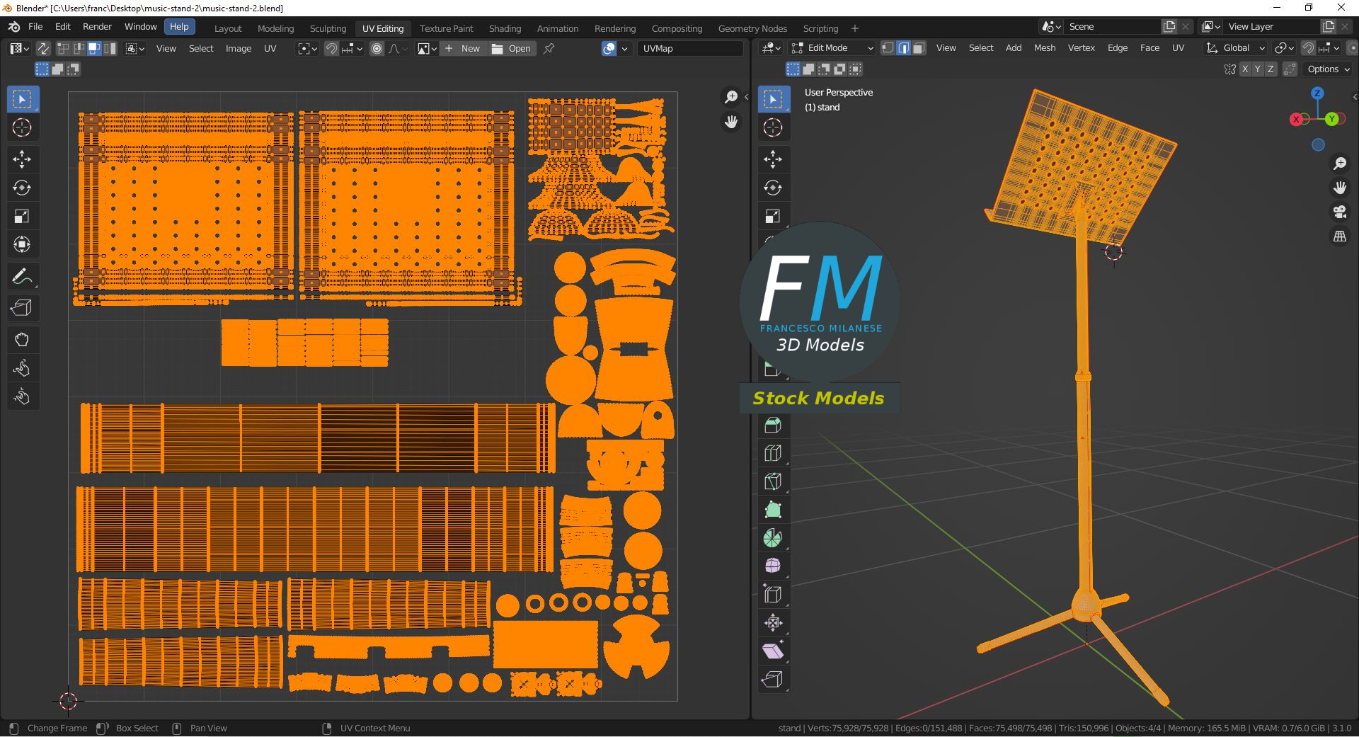 3D-Modell - Perforierter Notenständer - 10