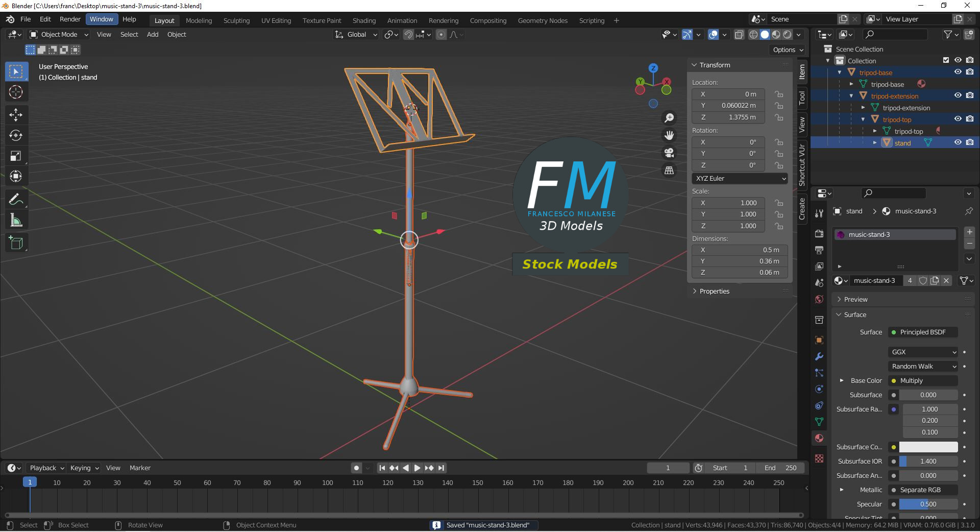 3D-Modell - Klappbarer Notenständer - 09