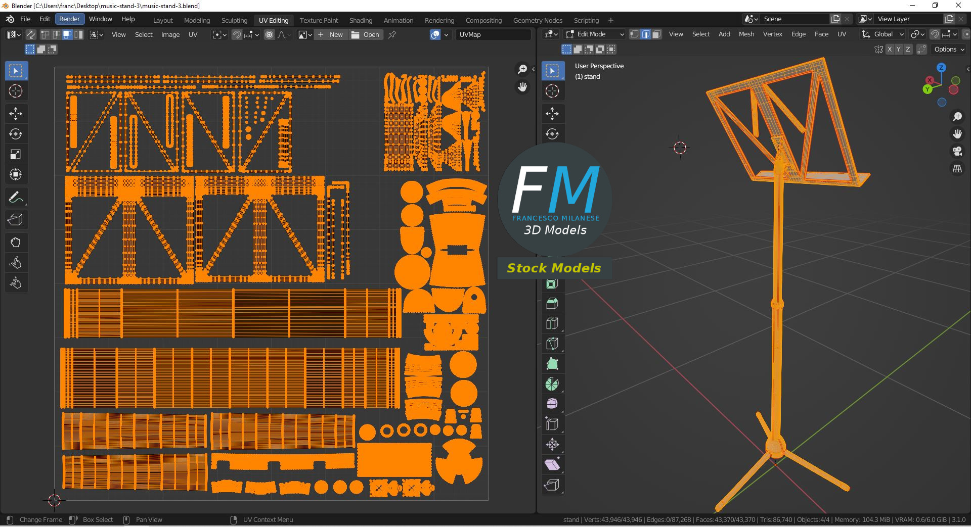 3D-Modell - Klappbarer Notenständer - 10