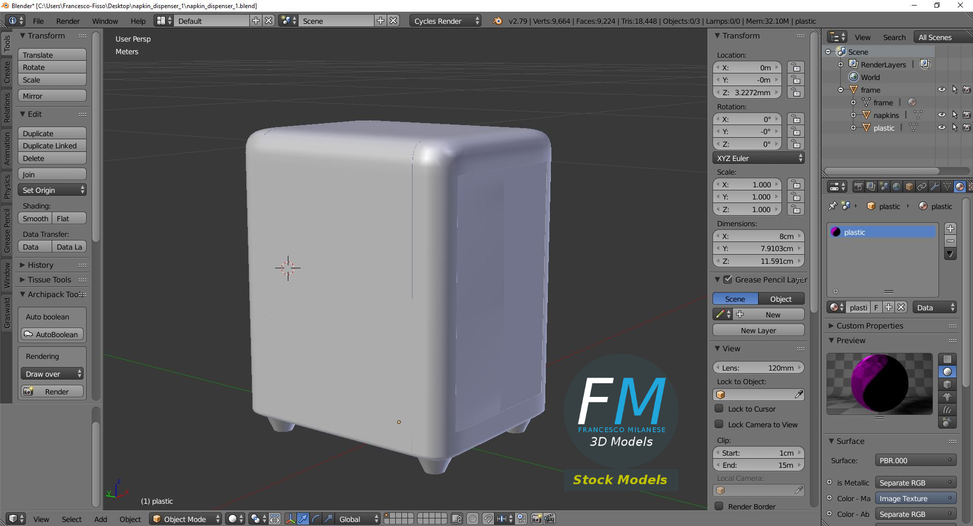 3D-Modell - Serviettenspender - 09