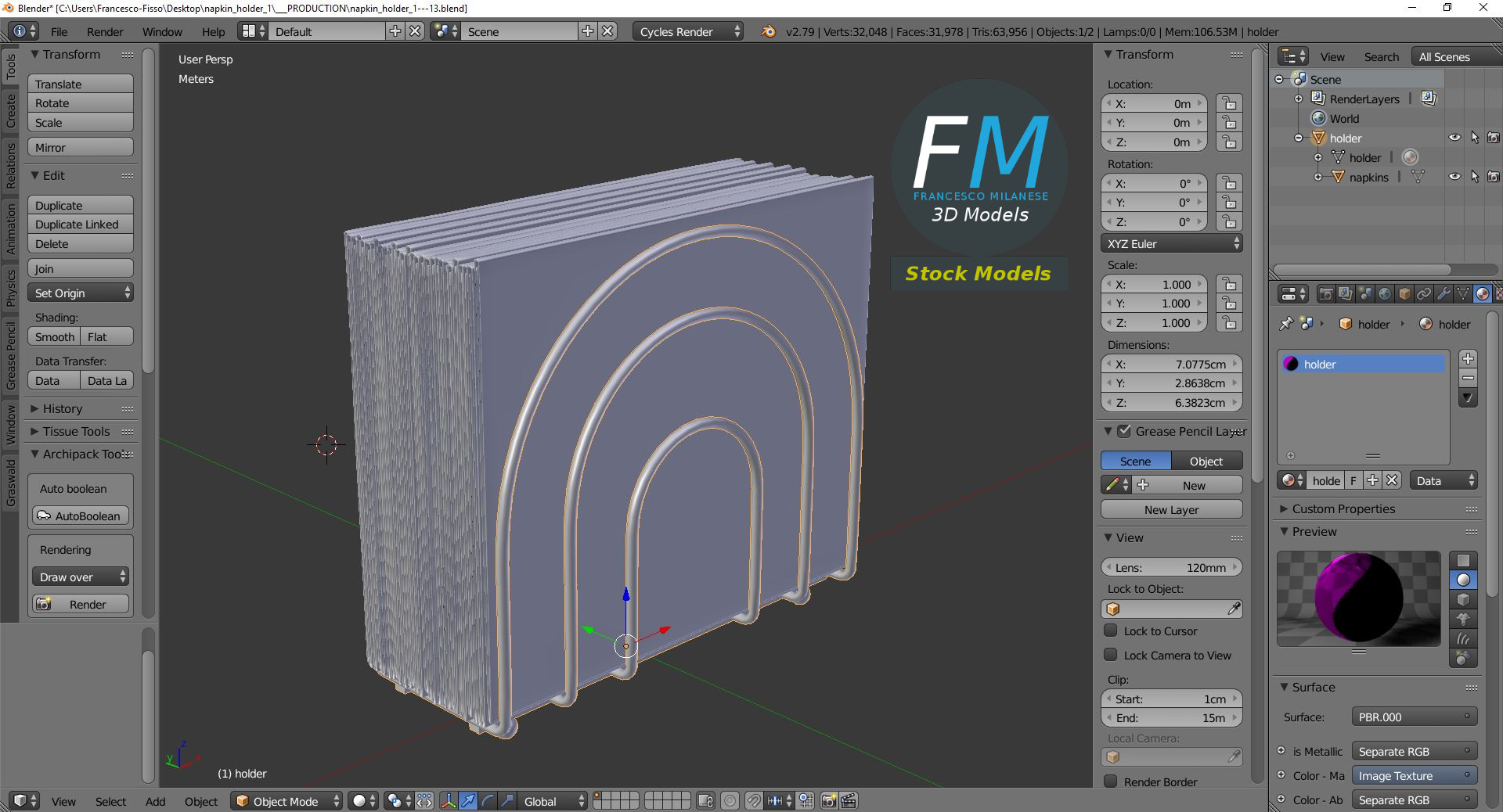 3D-Modell - Serviettenhalter - 09