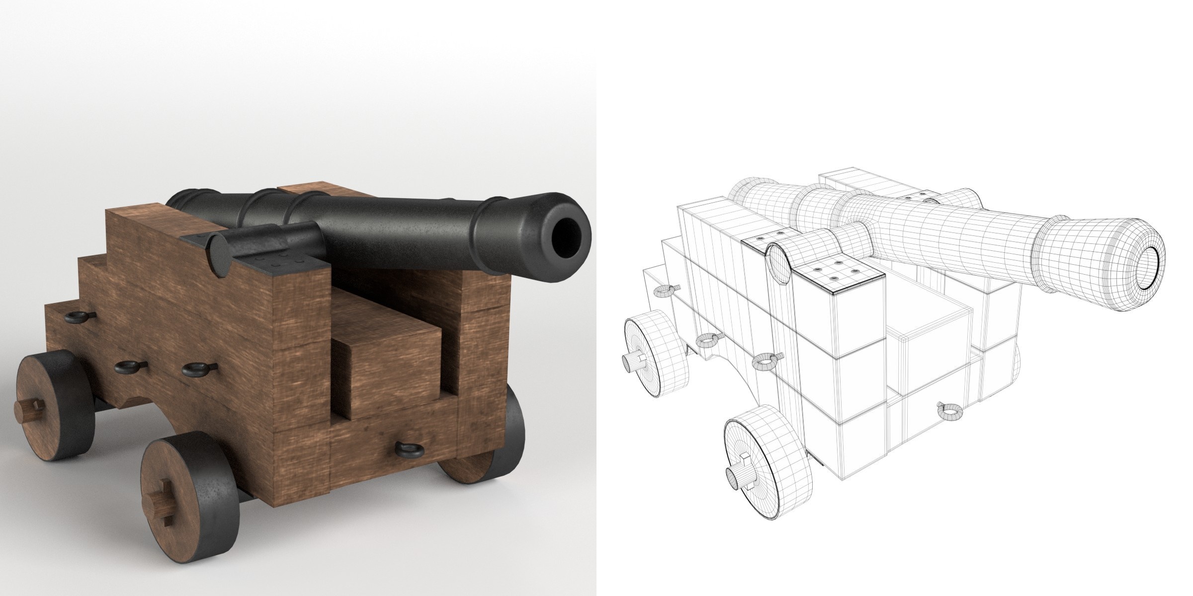 3D-Modell - Schiffskanone