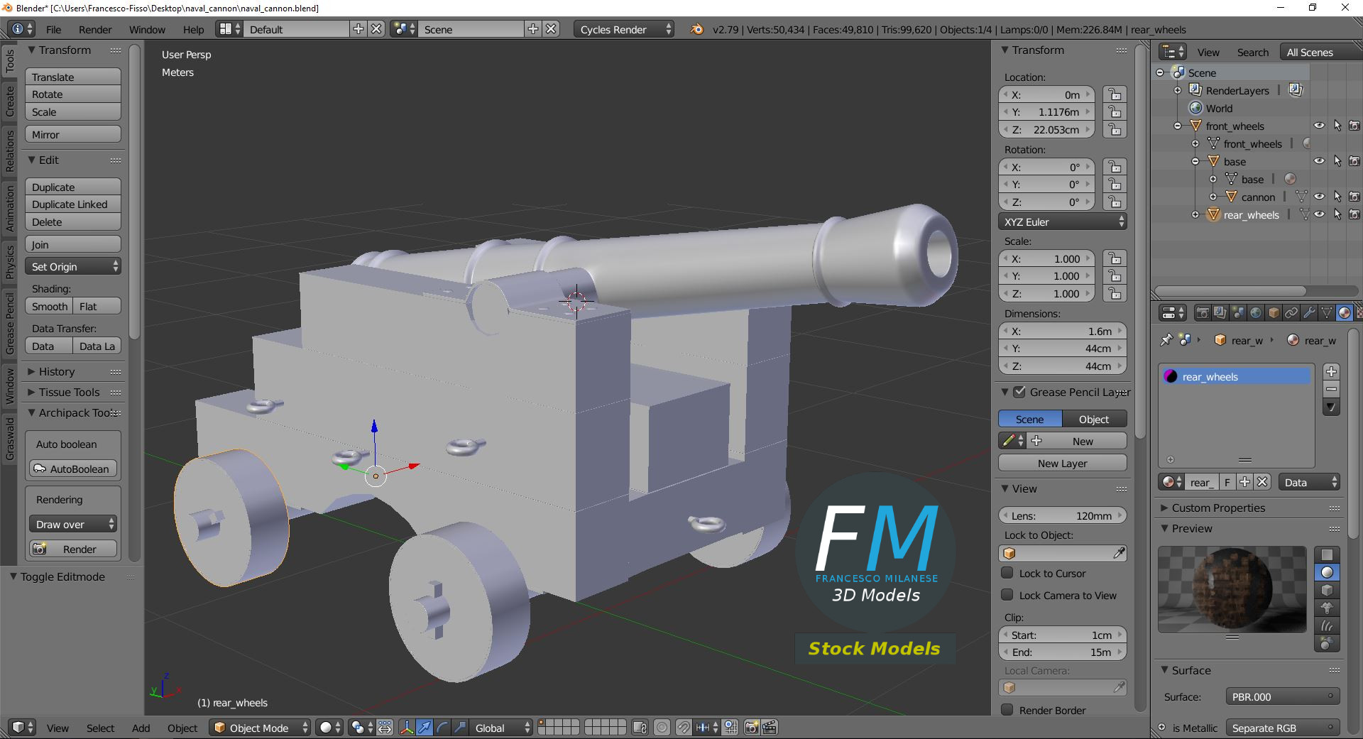 3D-Modell - Schiffskanone - 09