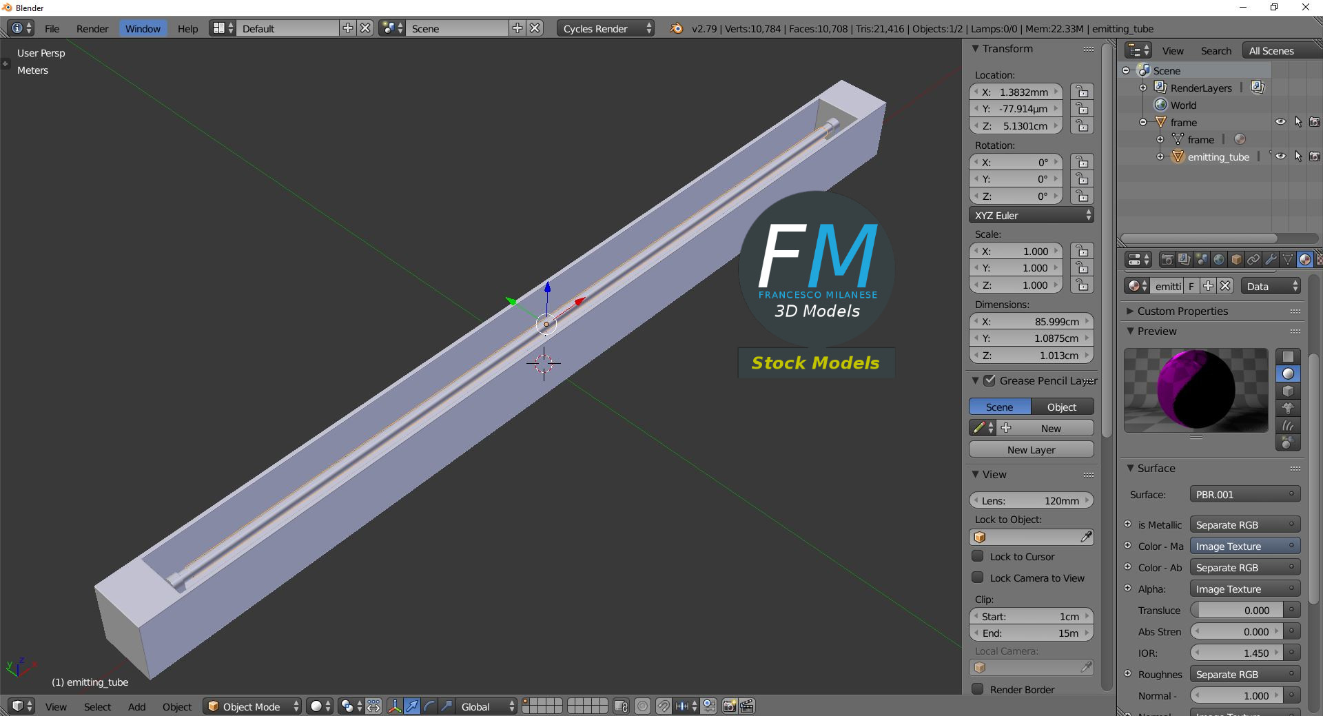 3D-Modell - Neon-Deckenleuchte - 09