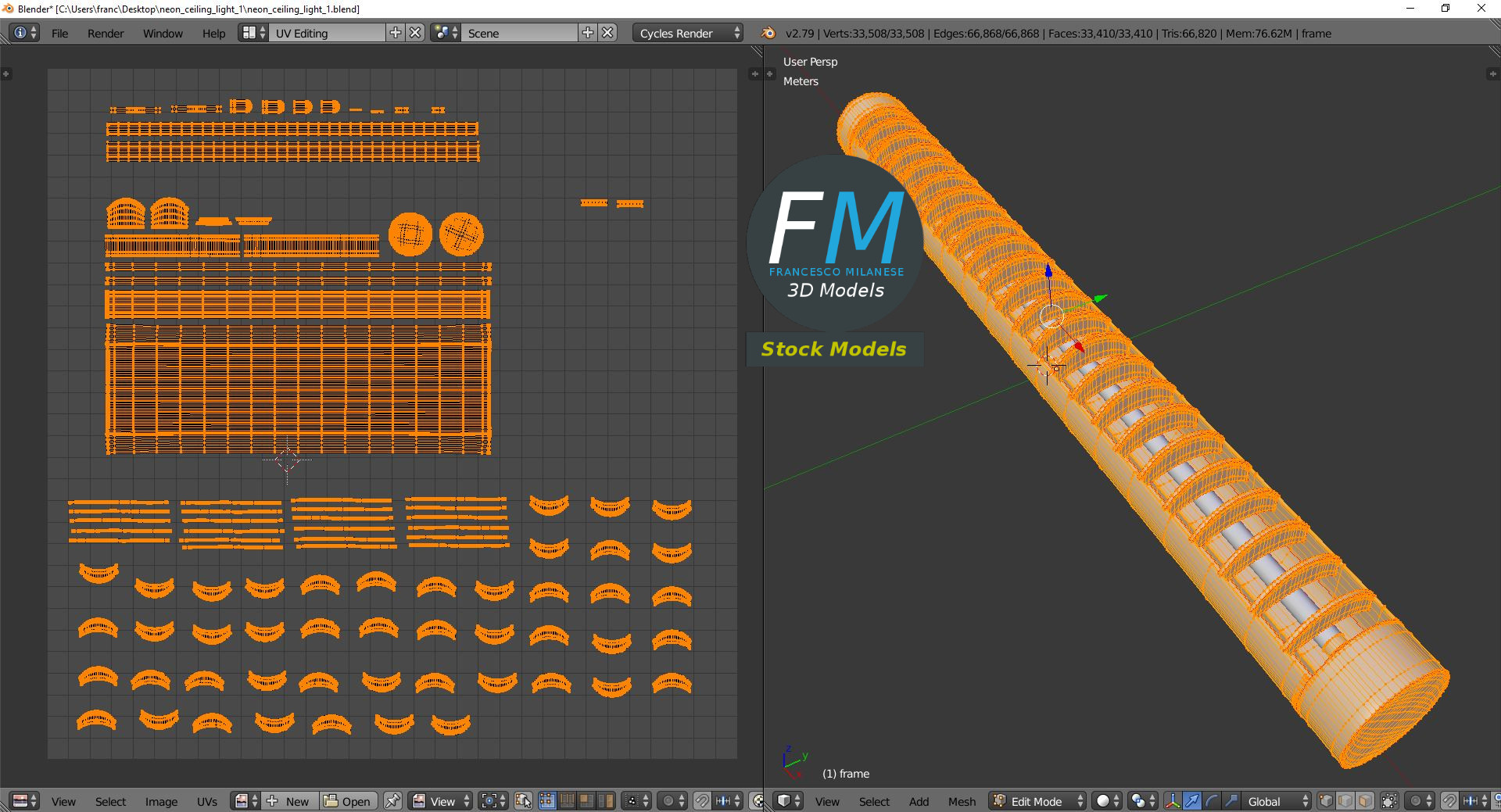 3D-Modell - Neon-Deckenleuchte - 10