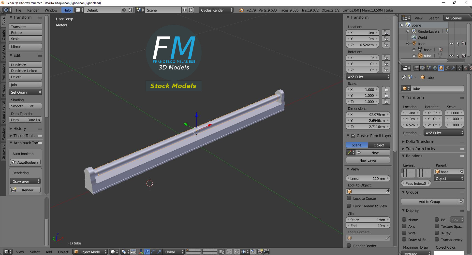 3D-Modell - Neonleuchte - 09