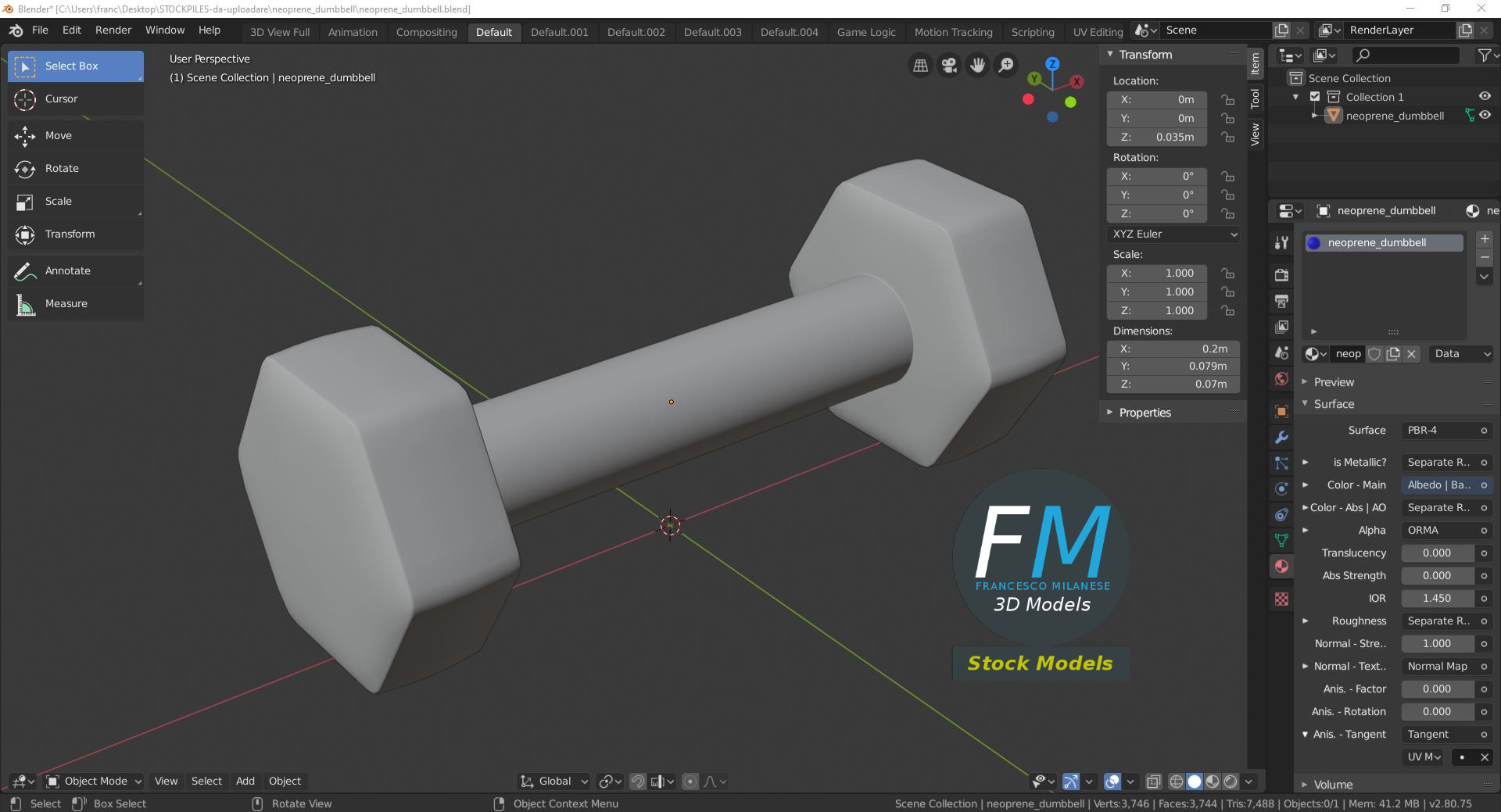 3D-Modell - Neopren-Hantel - 09