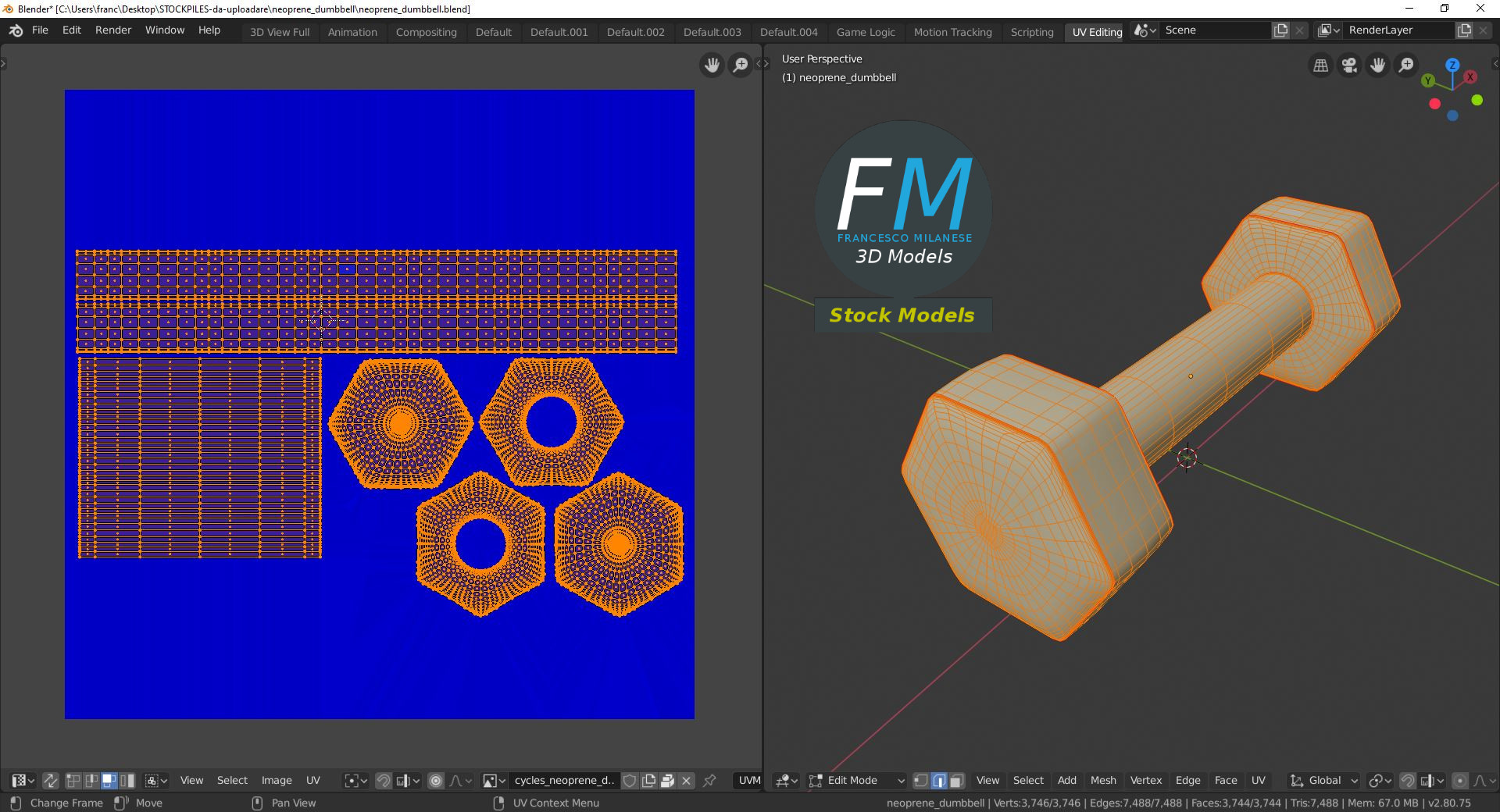 3D-Modell - Neopren-Hantel - 10