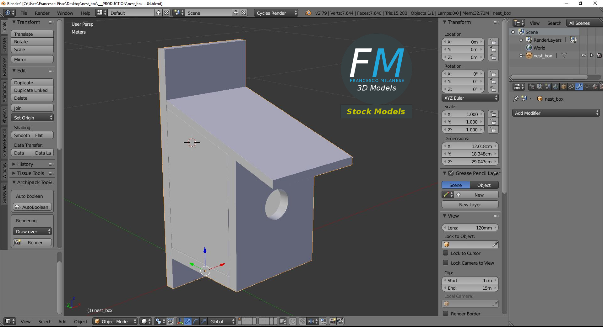 3D-Modell - Nistkasten aus Holz - 09