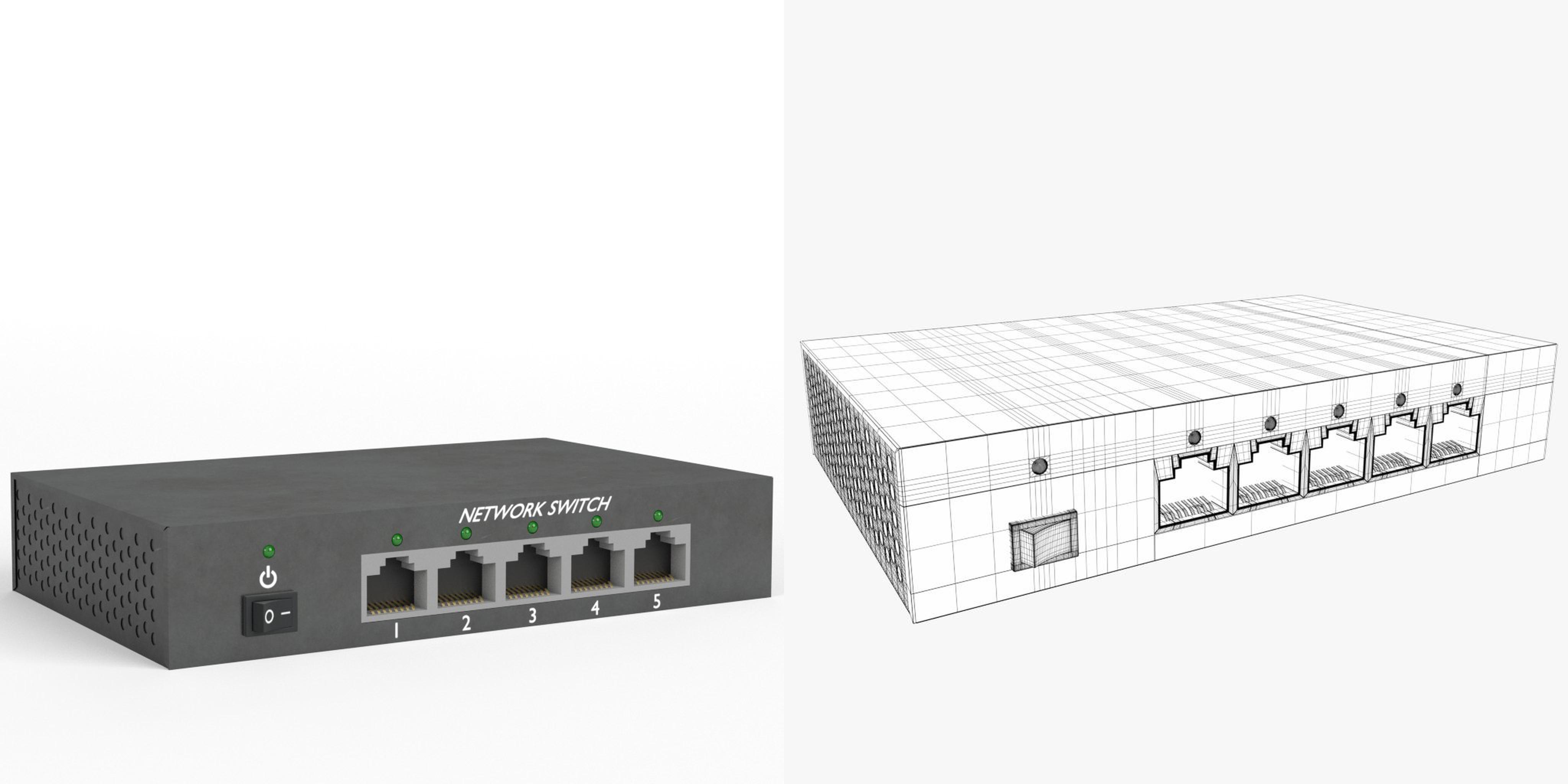 3D-Modell - 5-Port-Netzwerk-Switch