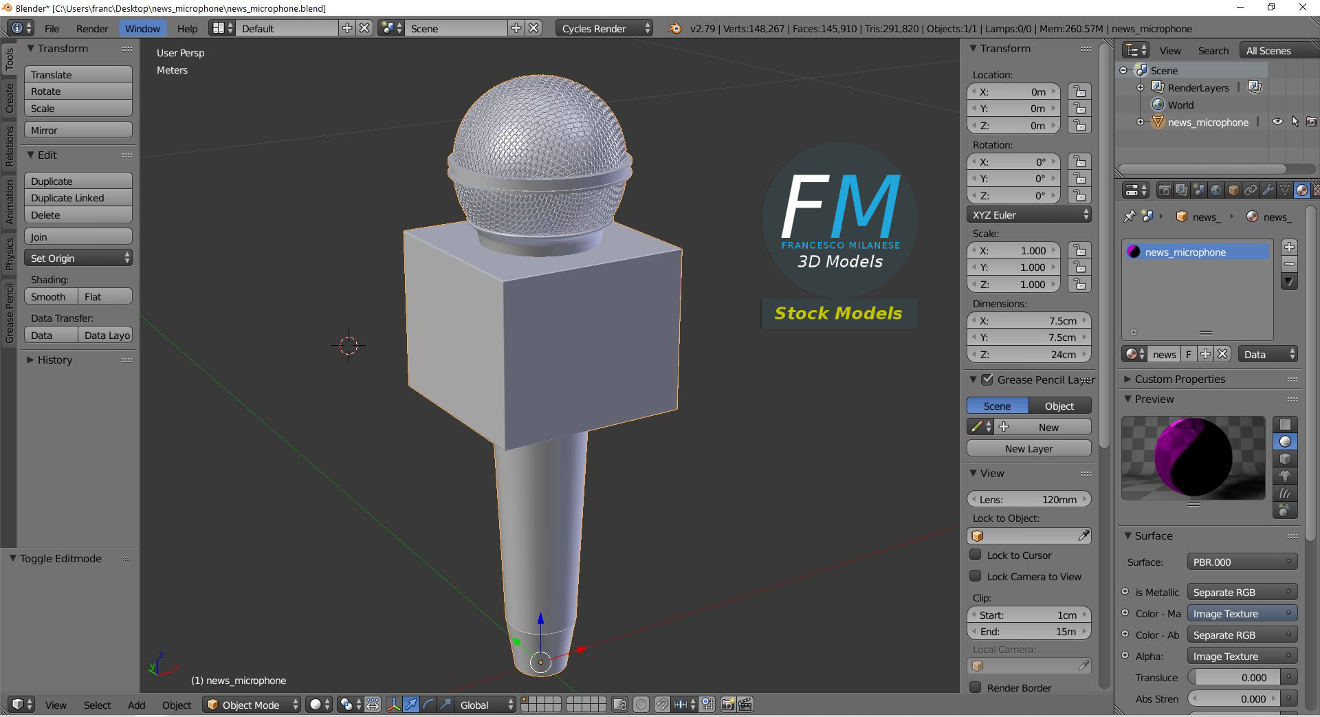 3D-Modell - Reportermikrofon - 09