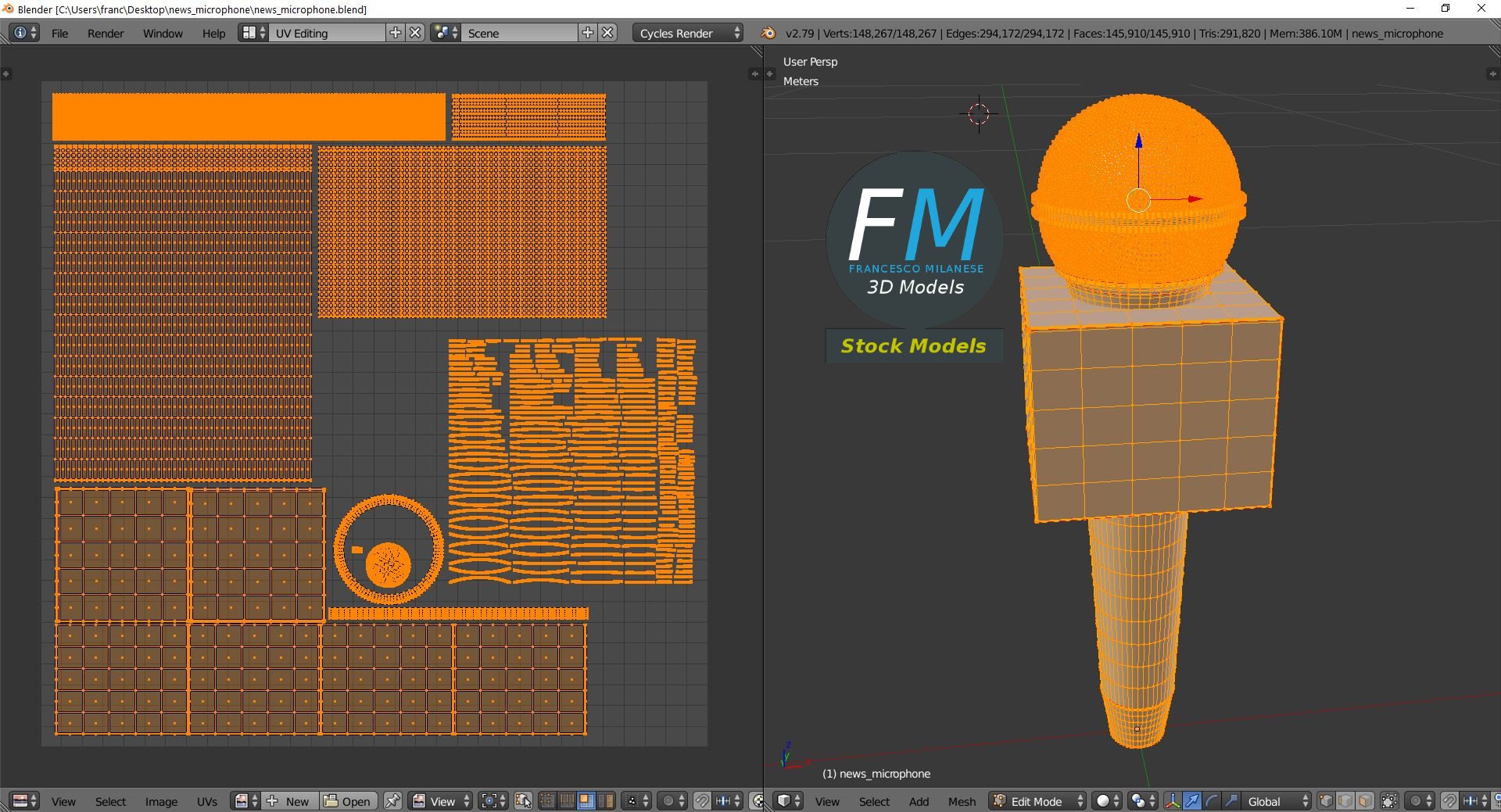 3D-Modell - Reportermikrofon - 10