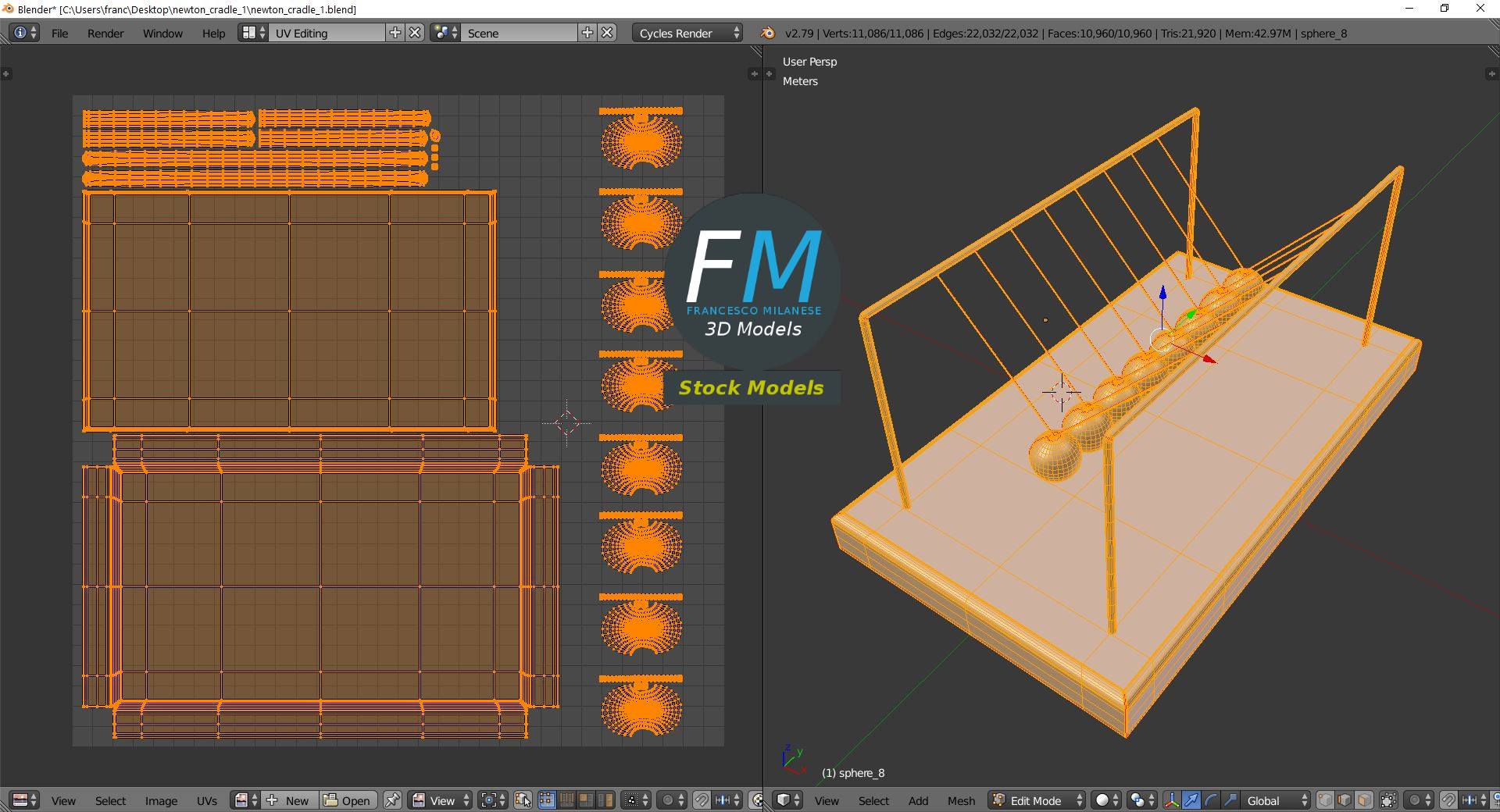 3D-Modell - Newton-Pendel - 10