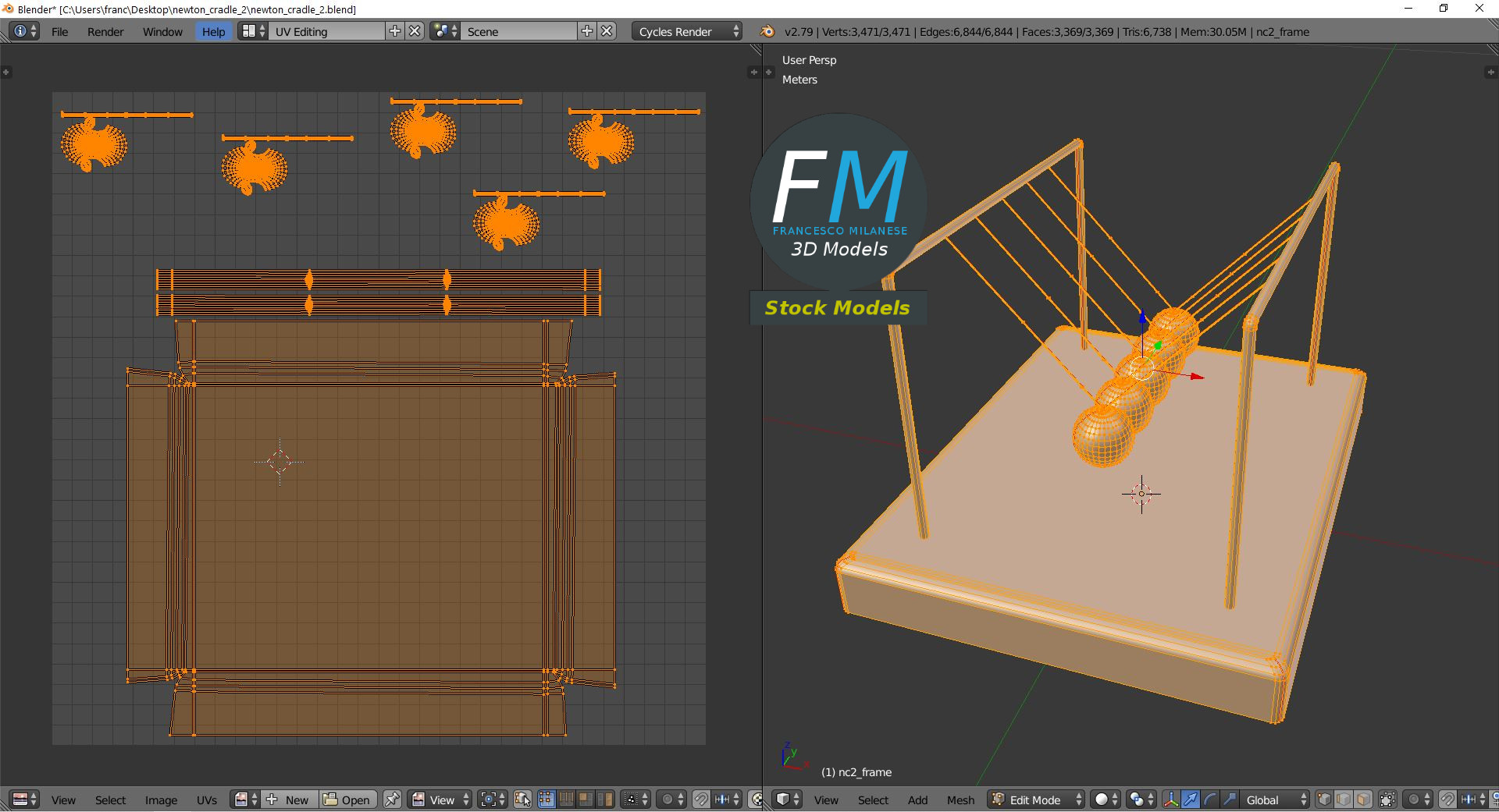 3D-Modell - Newton-Pendel - 10