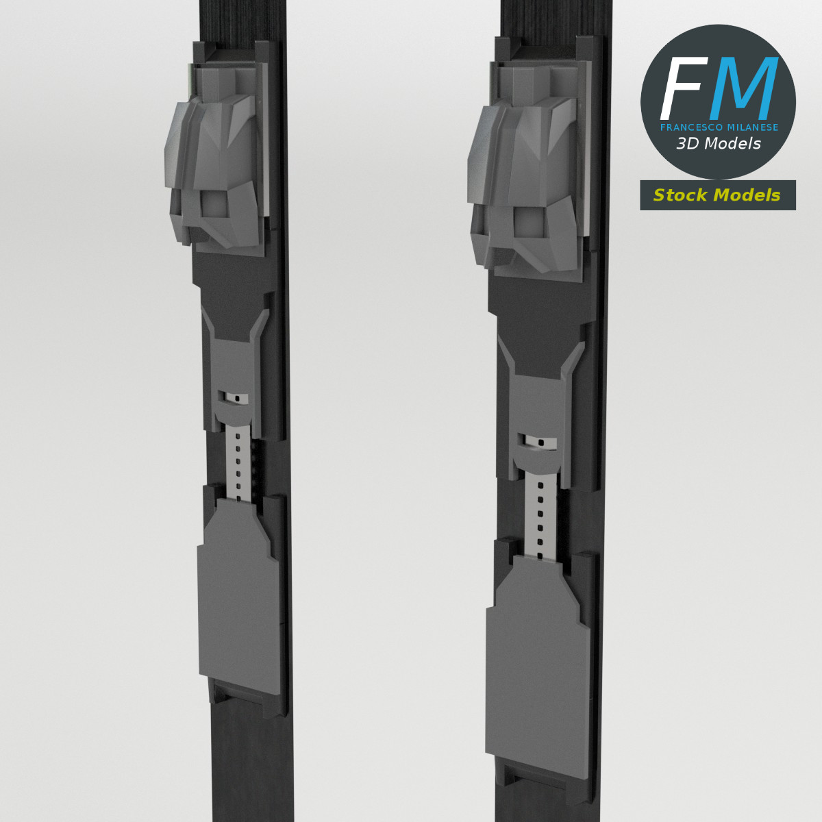 3D-Modell - Nordische Skier mit Stöcken - 03