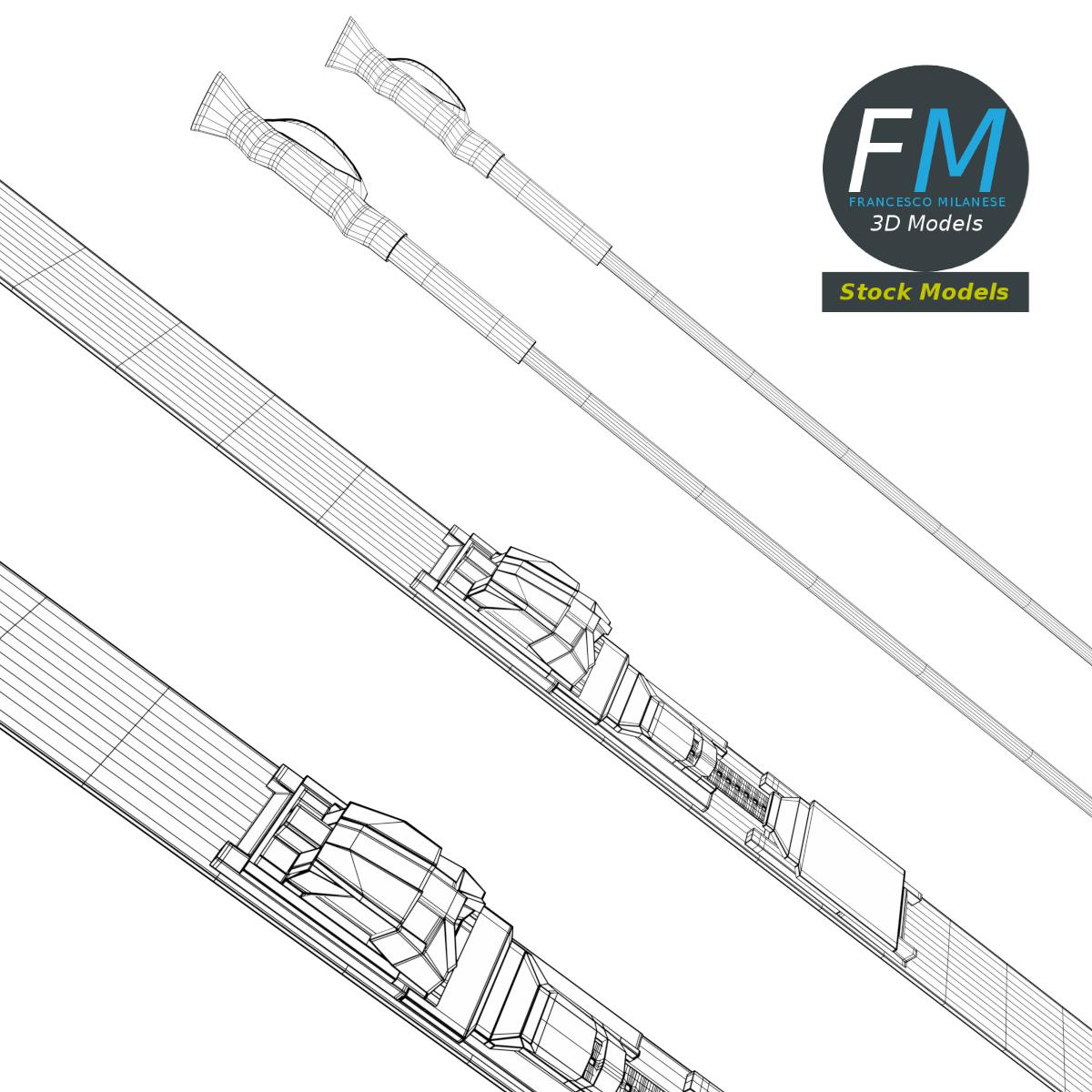 3D-Modell - Nordische Skier mit Stöcken - 07