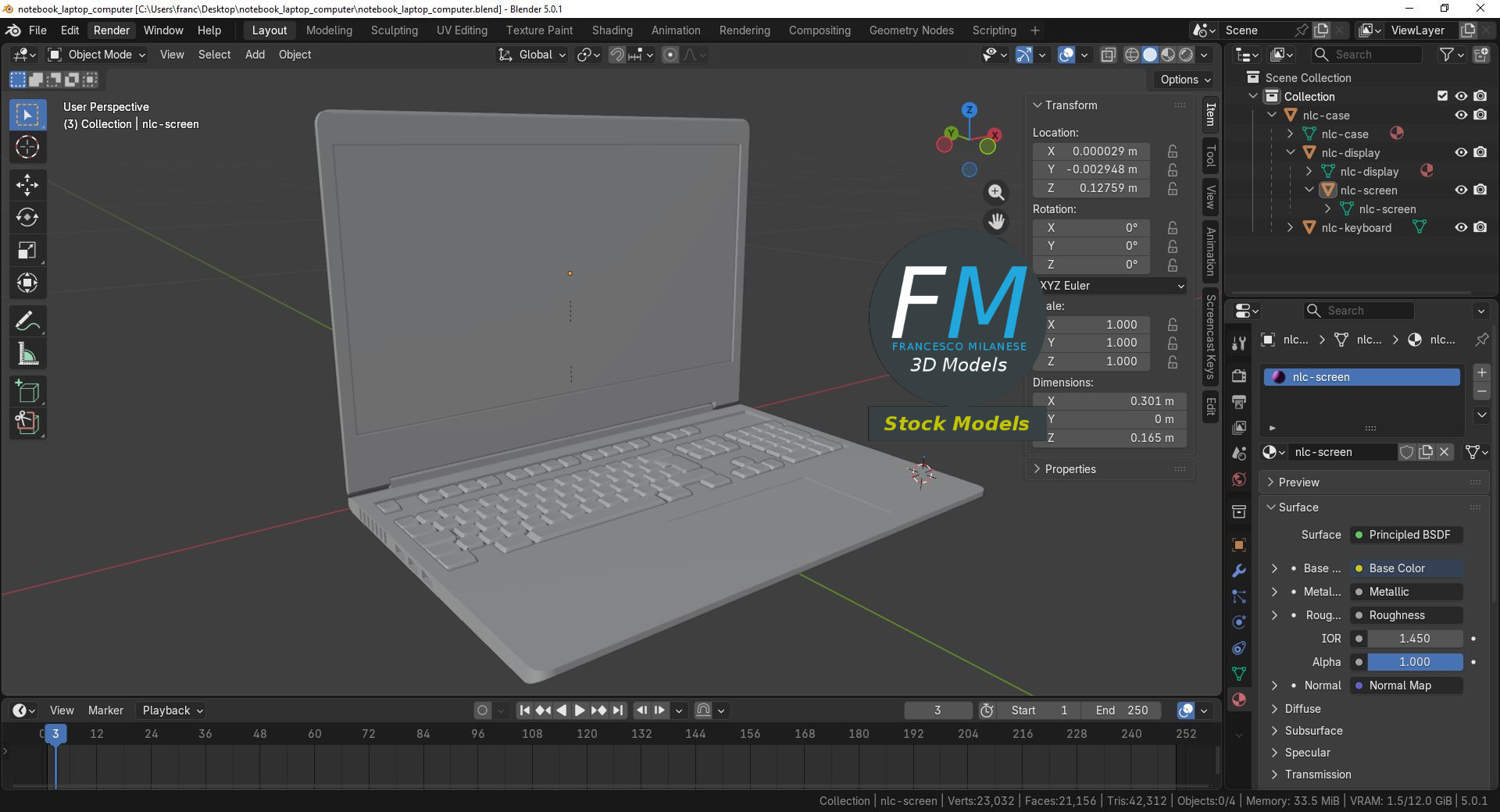 3D-Modell - Business-Laptop - 09
