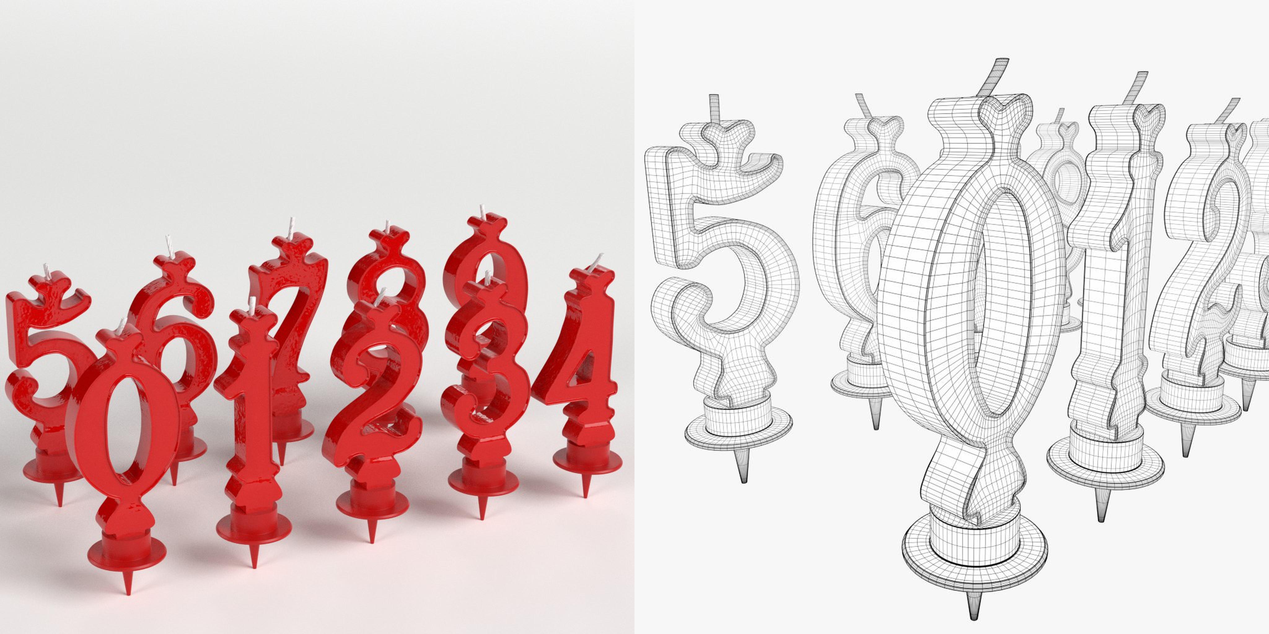 3D-Modell - Zahlenkerzen für Kuchen
