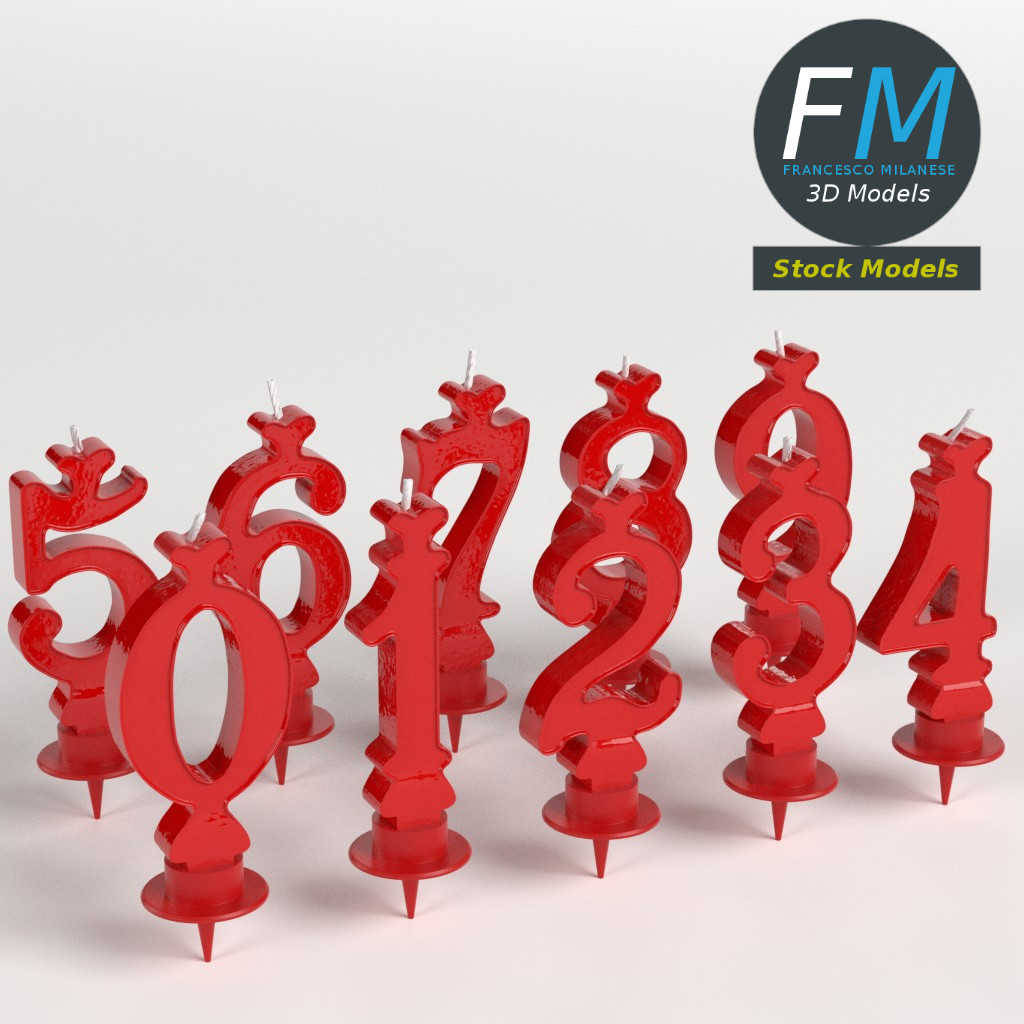 3D-Modell - Zahlenkerzen für Kuchen - 01