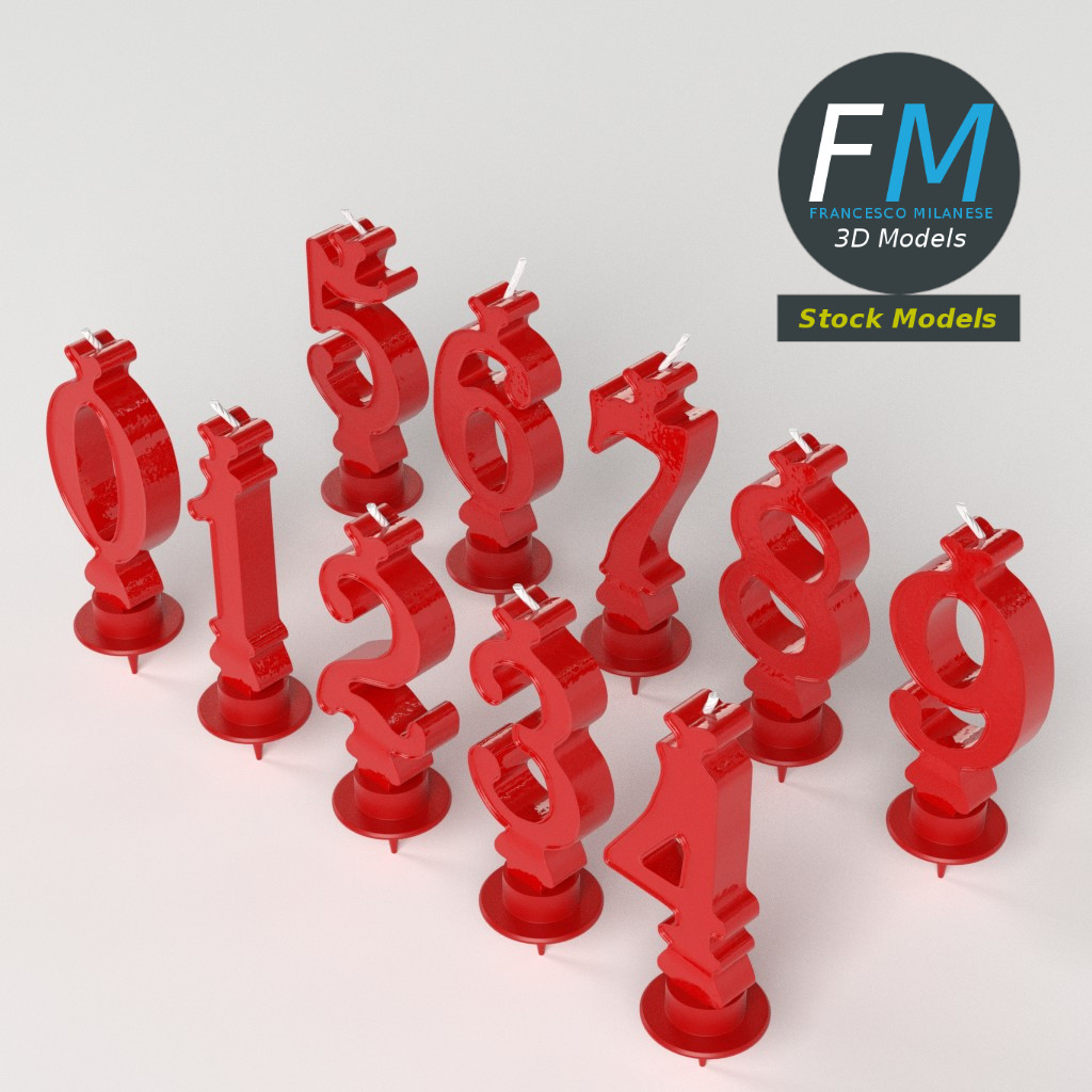 3D-Modell - Zahlenkerzen für Kuchen - 02